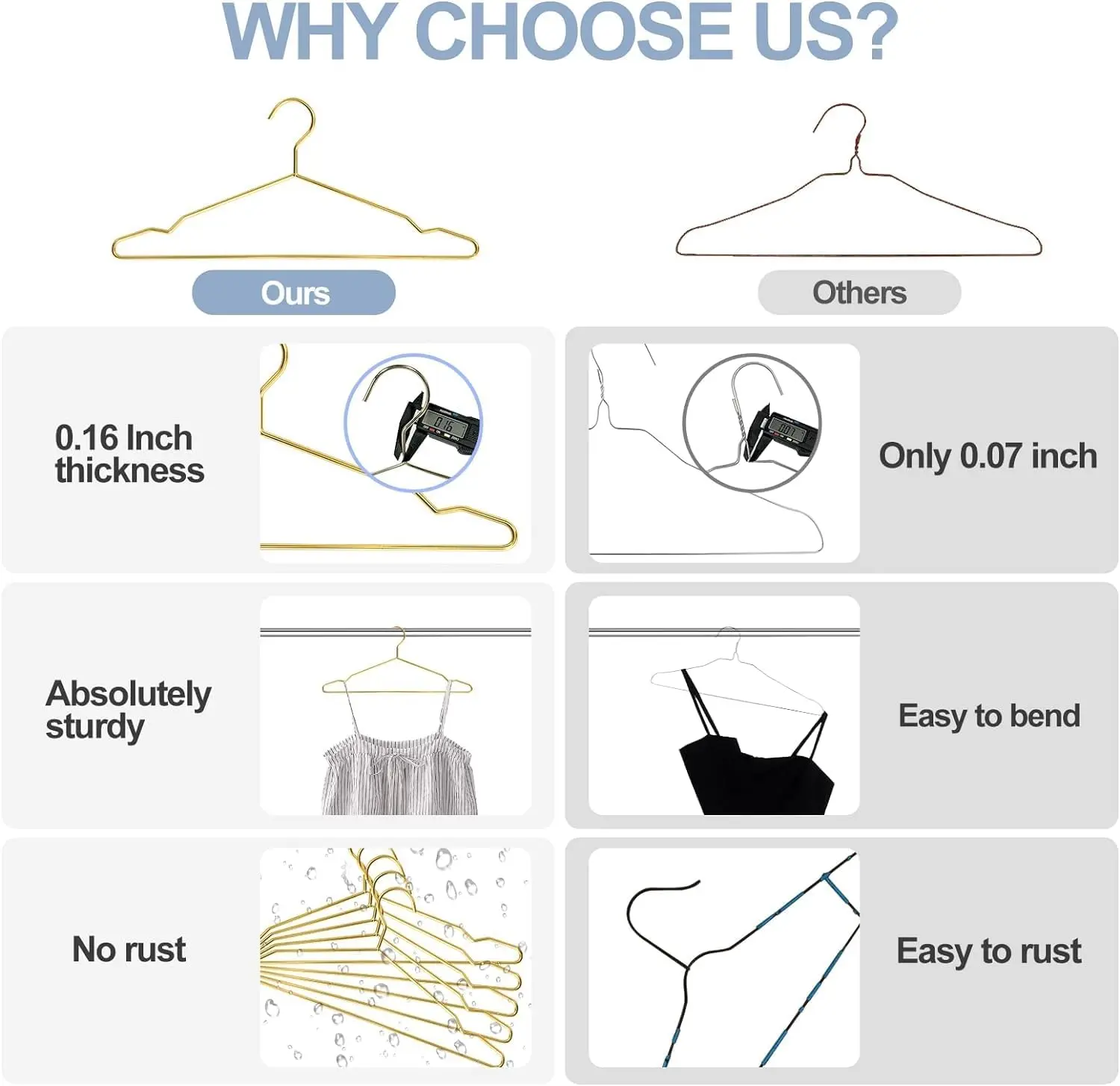Metal Wire Clothes Hangers Bulk 60 Pack with Notches for Standard Size Coats, Shirts, Suits, Pants, Heavy Duty, Space-Saving