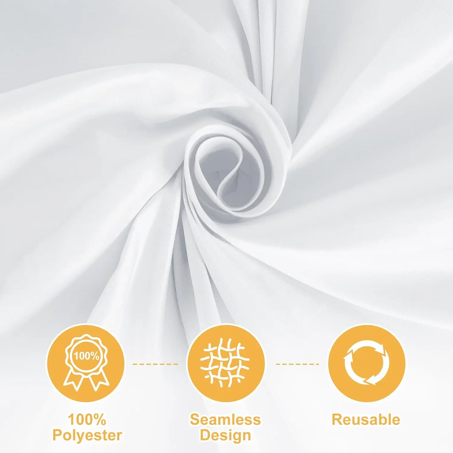 6 Pack 120 In Round White Tablecloths - Reusable Premium Polyester Fabric Table Covers – Protect Tables from Spills and Stains