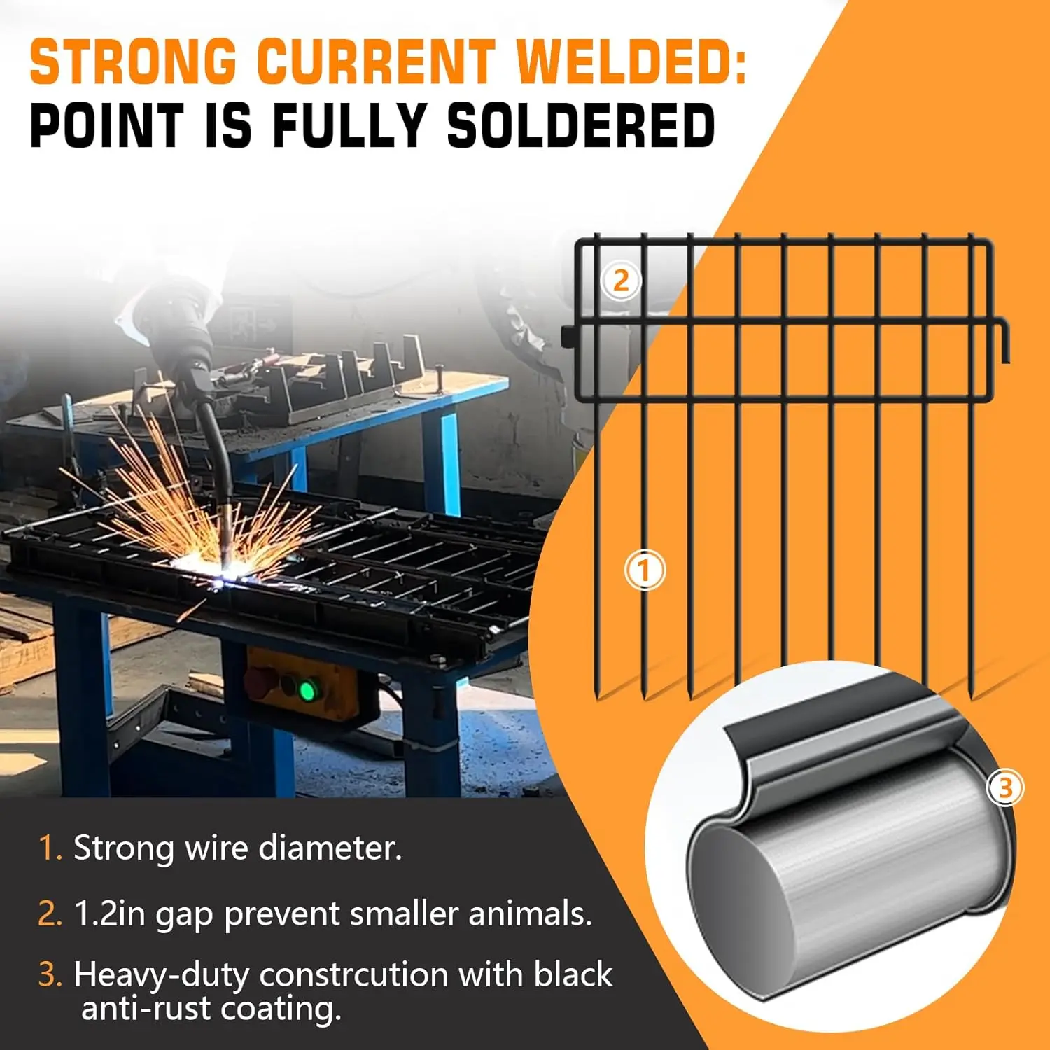 32 Panels Animal Barrier Fence No Dig, 32ft(L) X 13in(H) 1.2in Gap Rabbit Fences Ground Defense Border Small Metal Fencing