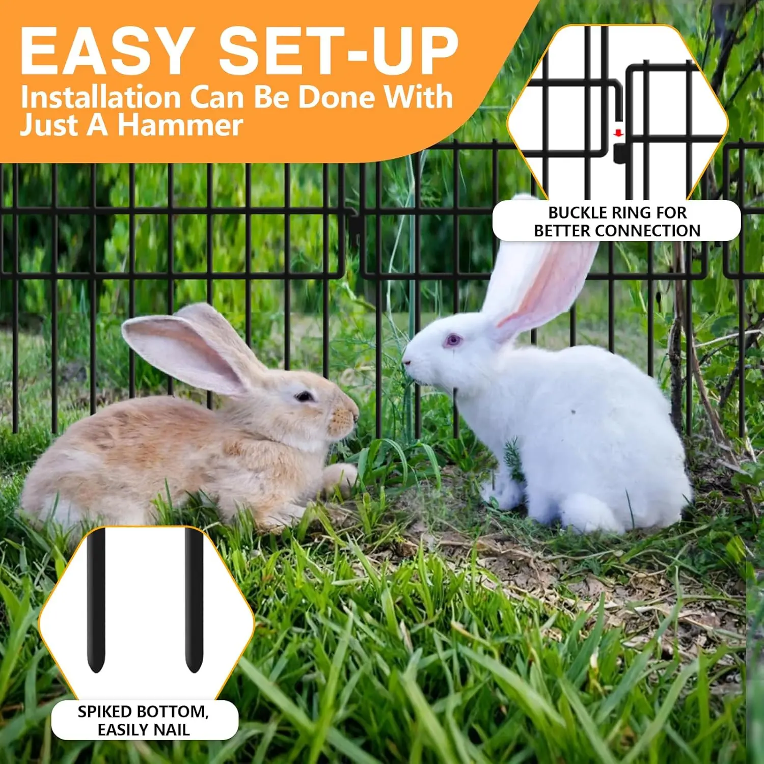 32 Panels Animal Barrier Fence No Dig, 32ft(L) X 13in(H) 1.2in Gap Rabbit Fences Ground Defense Border Small Metal Fencing