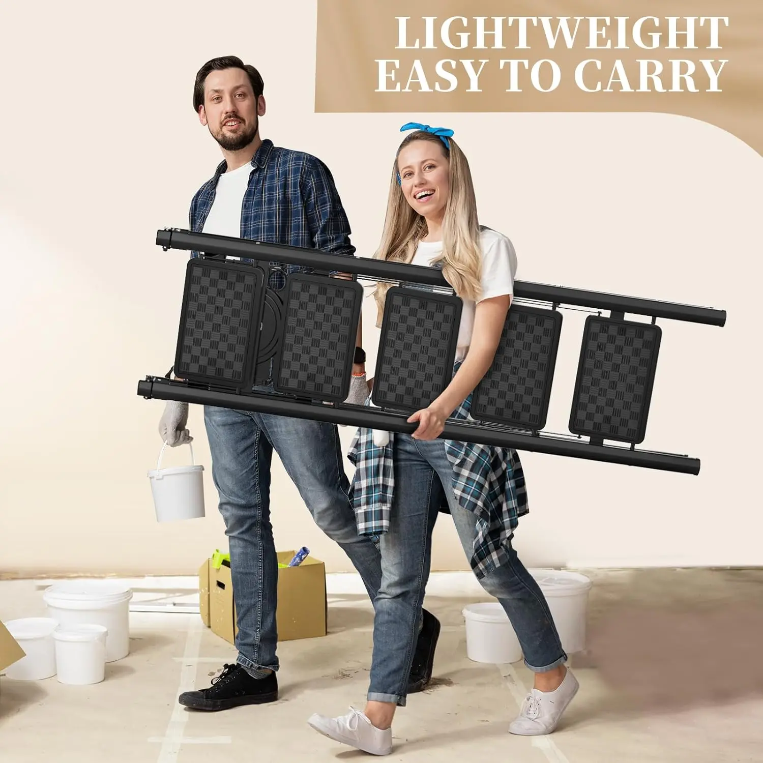 5 Step Ladder, Folding Step Stool, Portable Sturdy Steel for Adults with Wide Pedals Home Outdoor Kitchen, Black