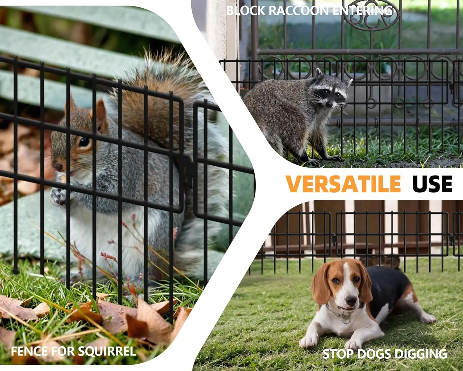 32 Panels Animal Barrier Fence No Dig, 32ft(L) X 13in(H) 1.2in Gap Rabbit Fences Ground Defense Border Small Metal Fencing