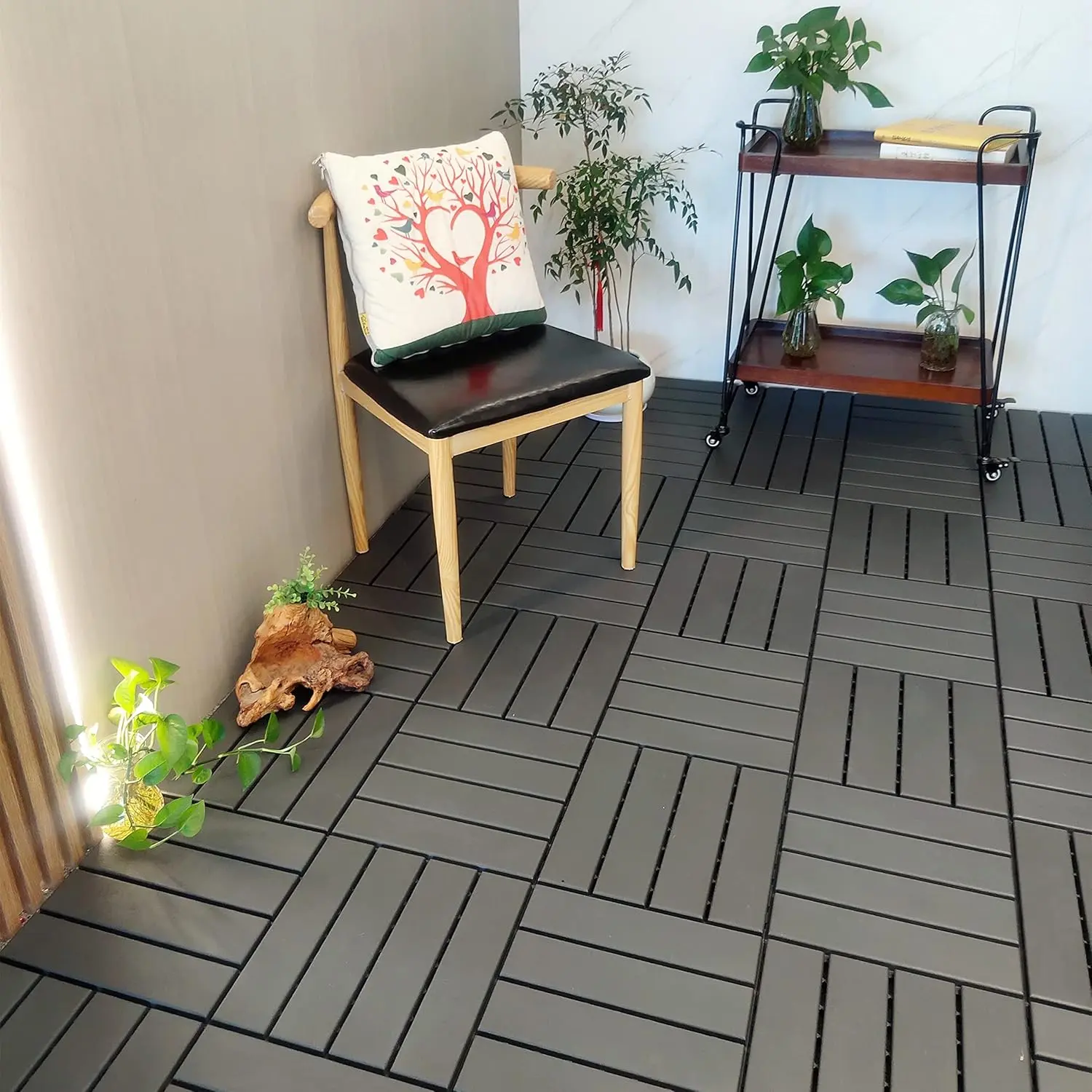 36 sq. ft Plastic Interlocking Deck Tiles,36 Pack,12"x12" Waterproof Outdoor Flooring All Weather Use, Patio Floor Decking Tiles