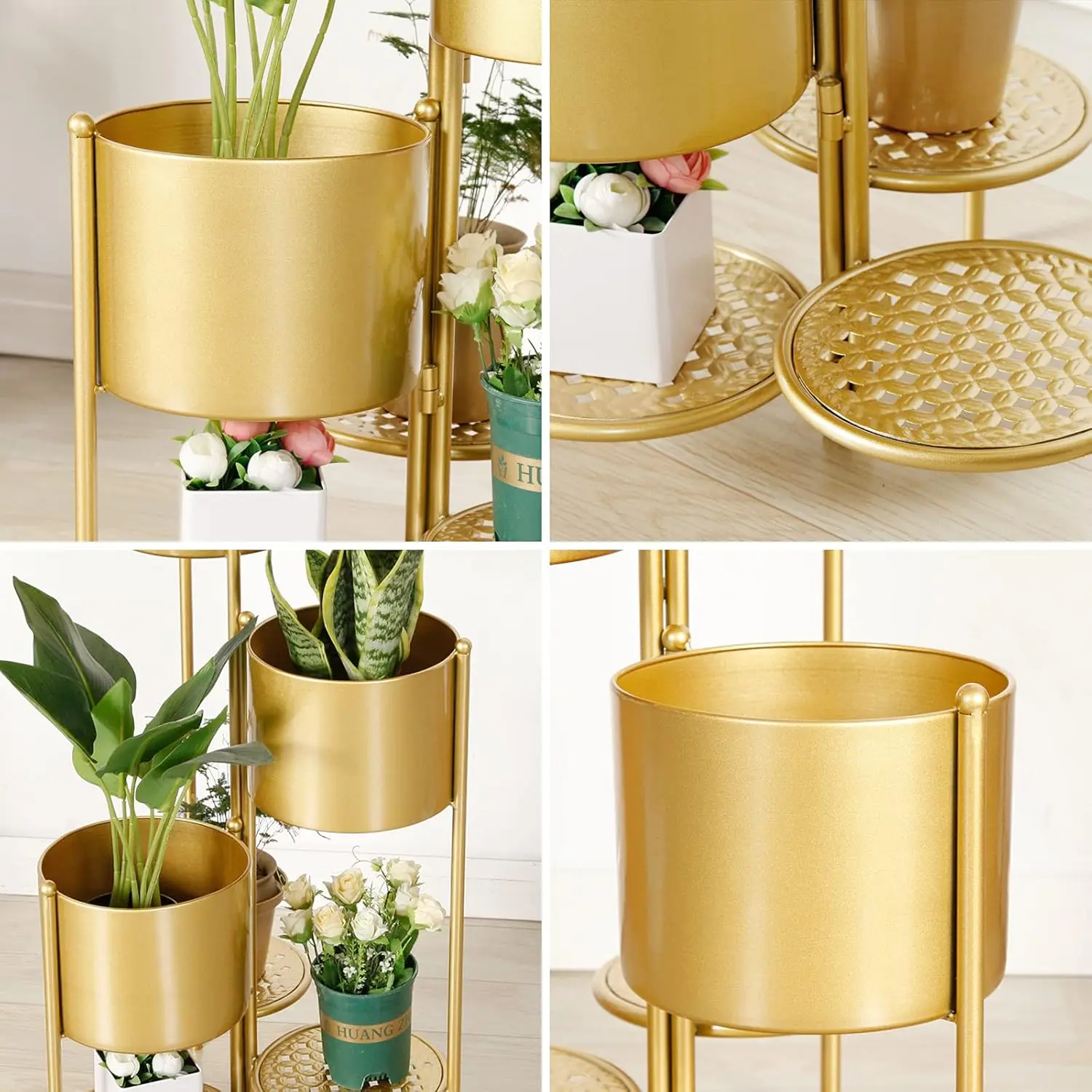 Corner Plant Stand Indoor Metal, 6 Tier 6 Potted Outdoor Flower Pot Stands Holder Shelves for Living Room, Potted Storage