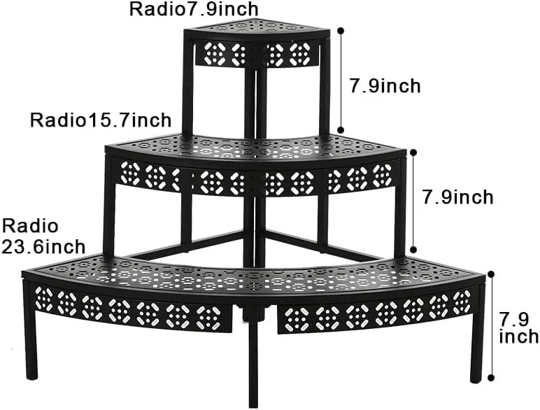 3 Tier Metal Plant Stand,Rectangle or Round Decorative Flower Step,Garden Shelf Flower Pot Holder Storage Organizer Rack