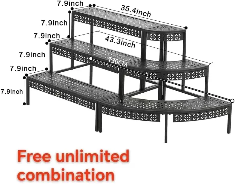 3 Tier Metal Plant Stand,Rectangle or Round Decorative Flower Step,Garden Shelf Flower Pot Holder Storage Organizer Rack