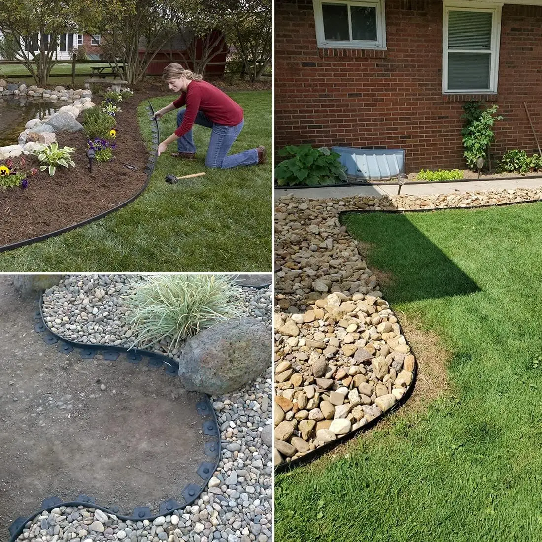 Flexible Garden Edging Borders 66FT,Landscape Edging Black[Extra Tall 4IN High] with 60pcs Stakes, No Dig Garden Border Lawn