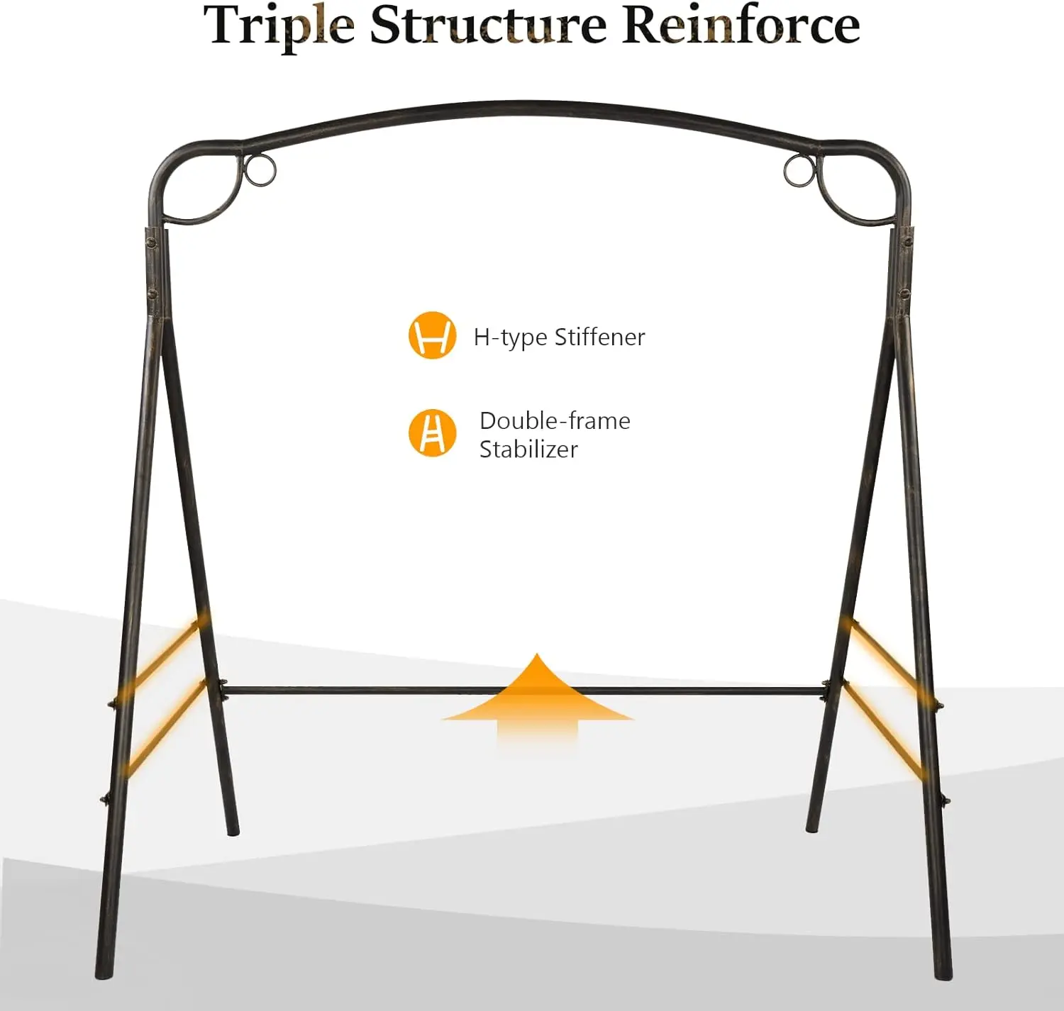 Upgraded Metal Porch Swing Stand with Antique Bronze Finish, Heavy Duty 660 LBS Weight Capacity Steel Swing Frame