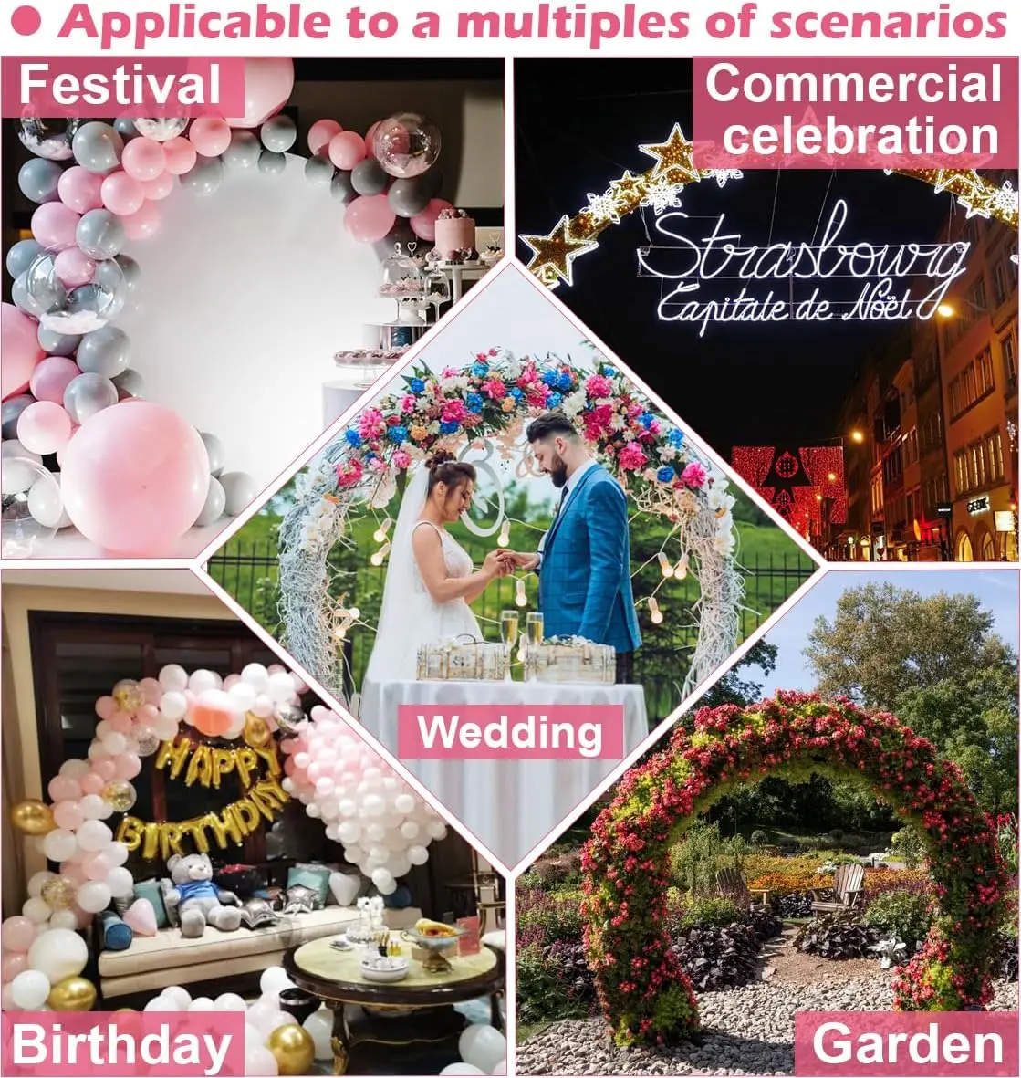 Extra Large Wedding Arch for Ceremony 8.5Ft Wide 7.4Ft High, Metal Balloon Arches Backdrop Stand with Base for Party Supplies