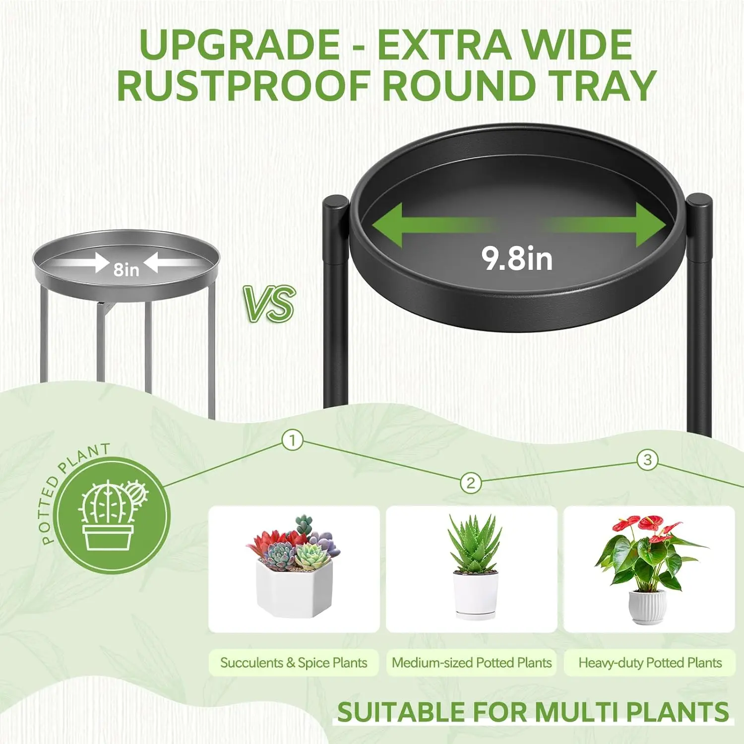 6 Tier Large Plant Stand Indoor with 10 Inch Wide Tray,Tiered Corner Metal Outdoor Flower Display Holder Shelf,Folding Tall Rack