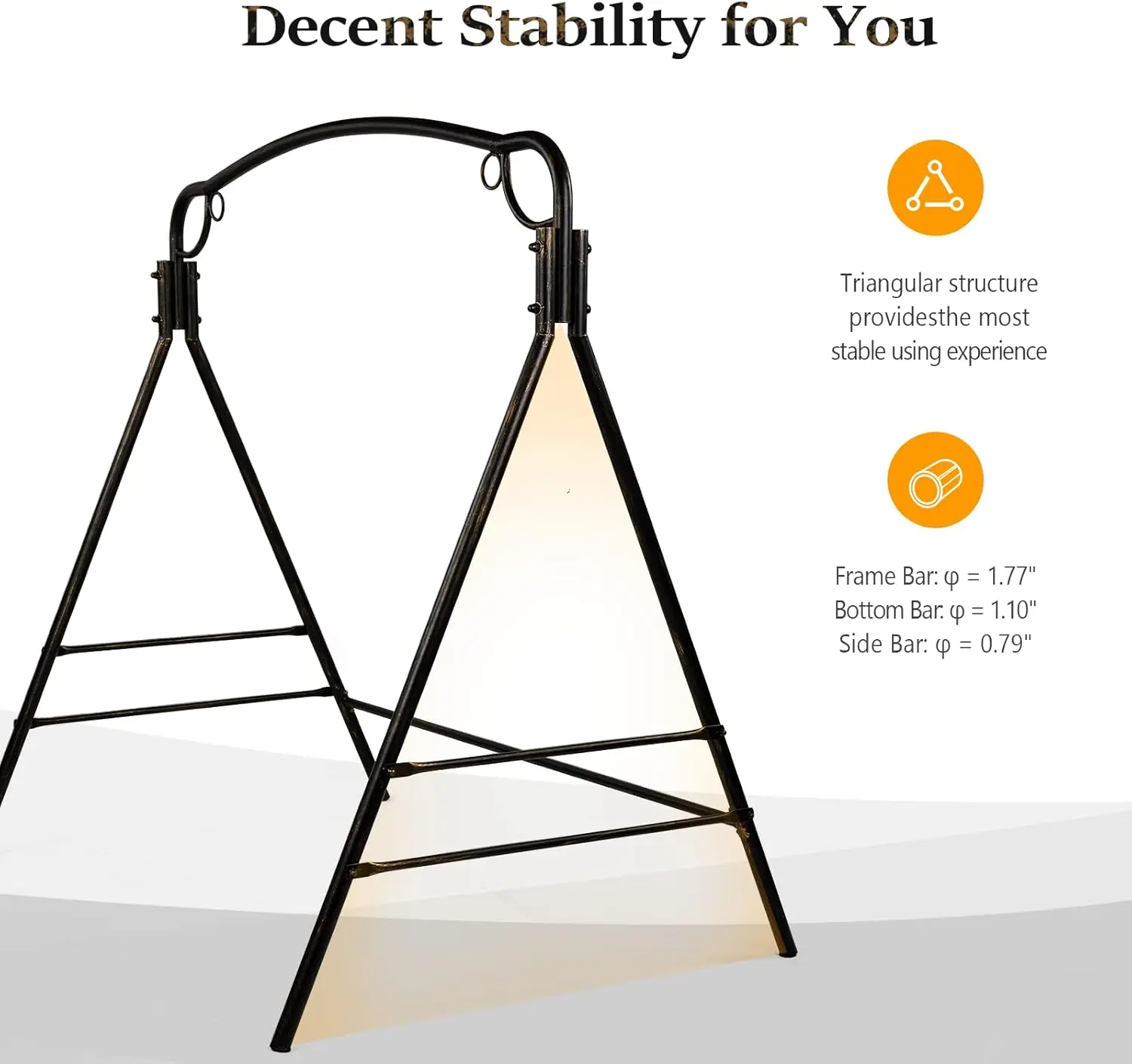 Upgraded Metal Porch Swing Stand with Antique Bronze Finish, Heavy Duty 660 LBS Weight Capacity Steel Swing Frame
