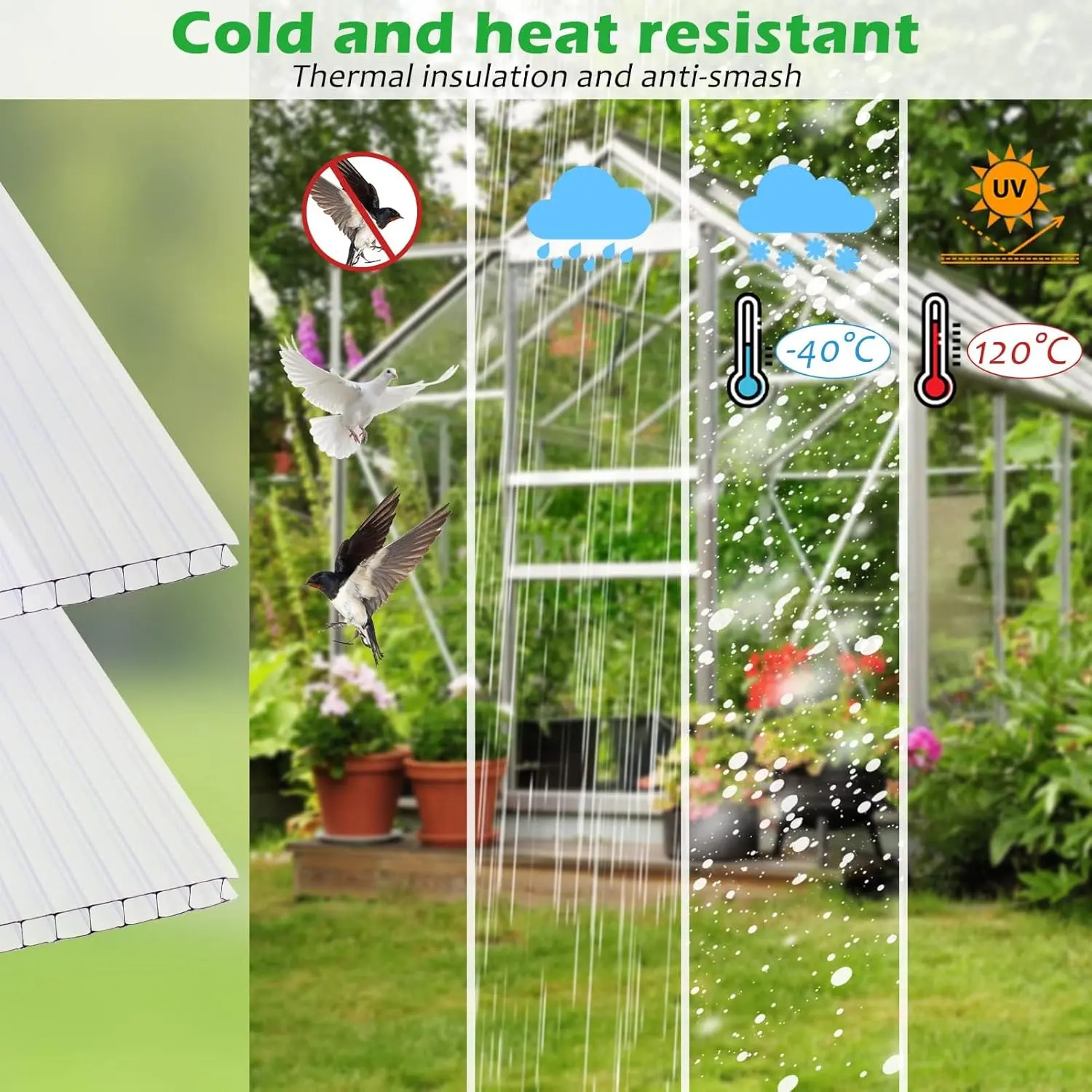 14 Pieces 4' x 2' x 0.16'' Polycarbonate Greenhouse Panels,Twin-Wall Polycarbonate Panels Waterproof UV Protected