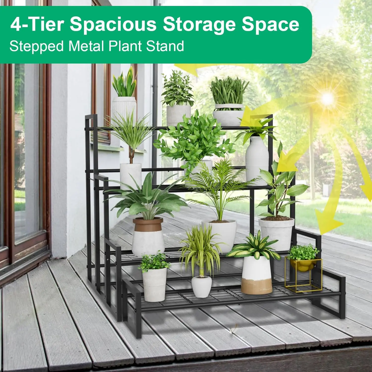 Plant Stand,4 Tier Stackable Tiered Plant Stand, Scalable Heavy Duty Tall Plant Shelf for Indoor Outdoor,Garden, Display Shelves