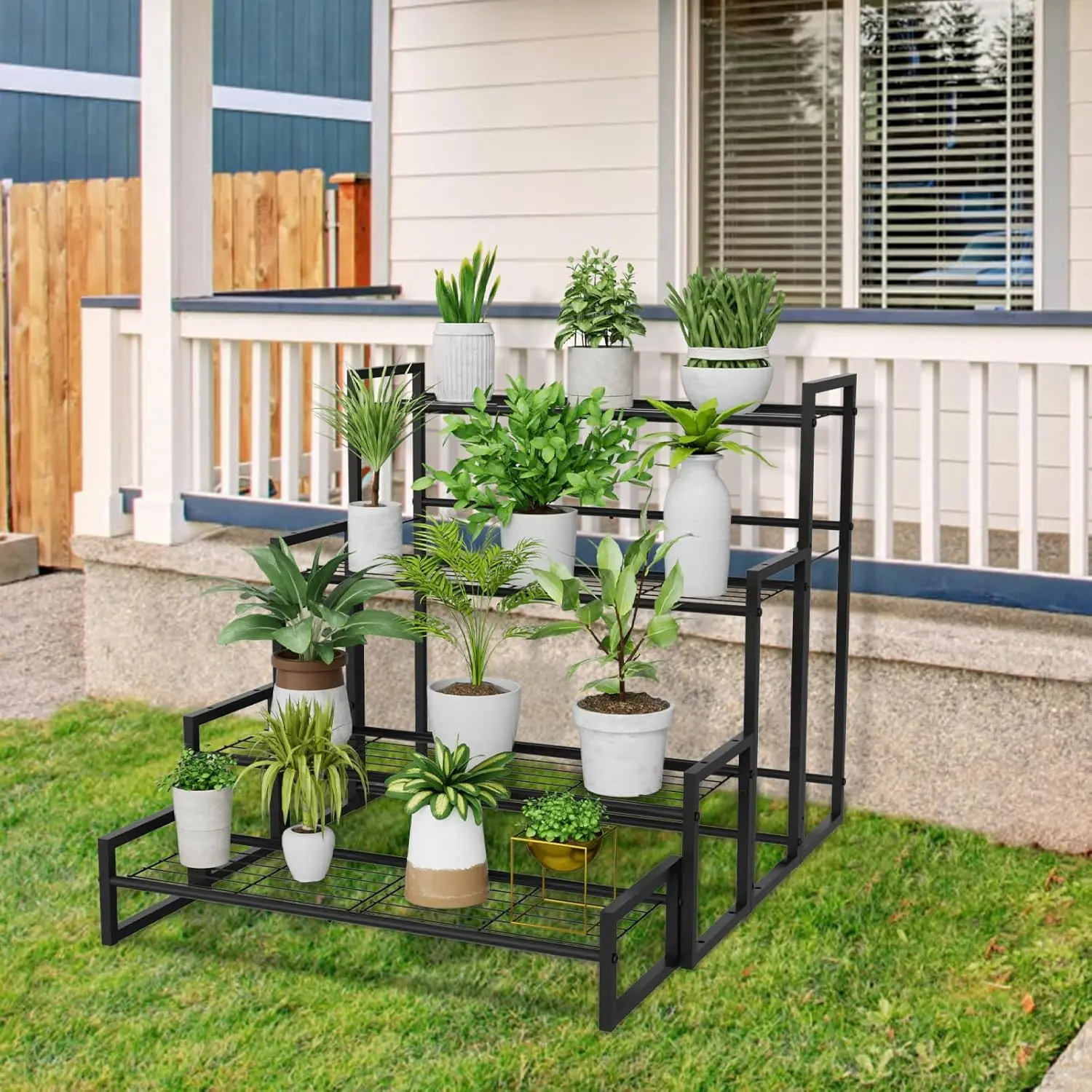 Plant Stand,4 Tier Stackable Tiered Plant Stand, Scalable Heavy Duty Tall Plant Shelf for Indoor Outdoor,Garden, Display Shelves