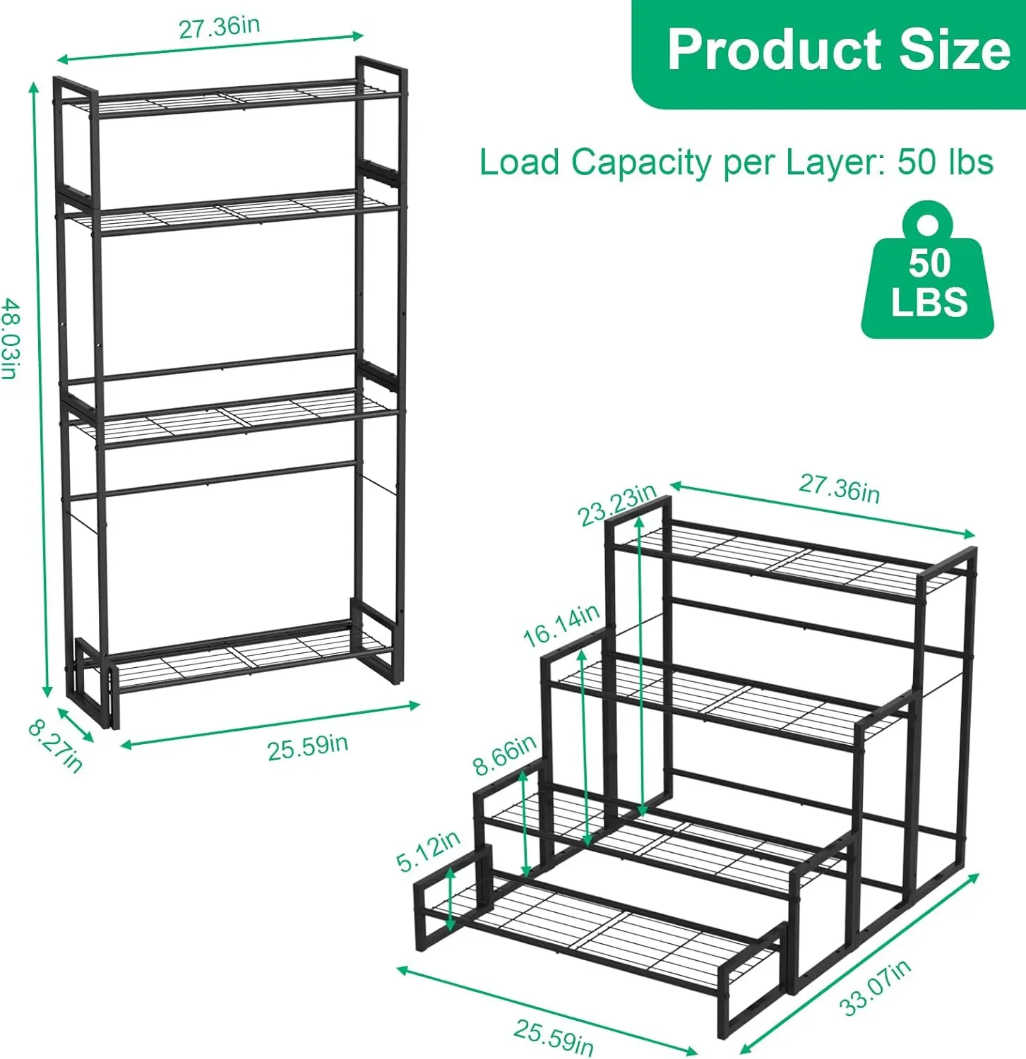 Plant Stand,4 Tier Stackable Tiered Plant Stand, Scalable Heavy Duty Tall Plant Shelf for Indoor Outdoor,Garden, Display Shelves