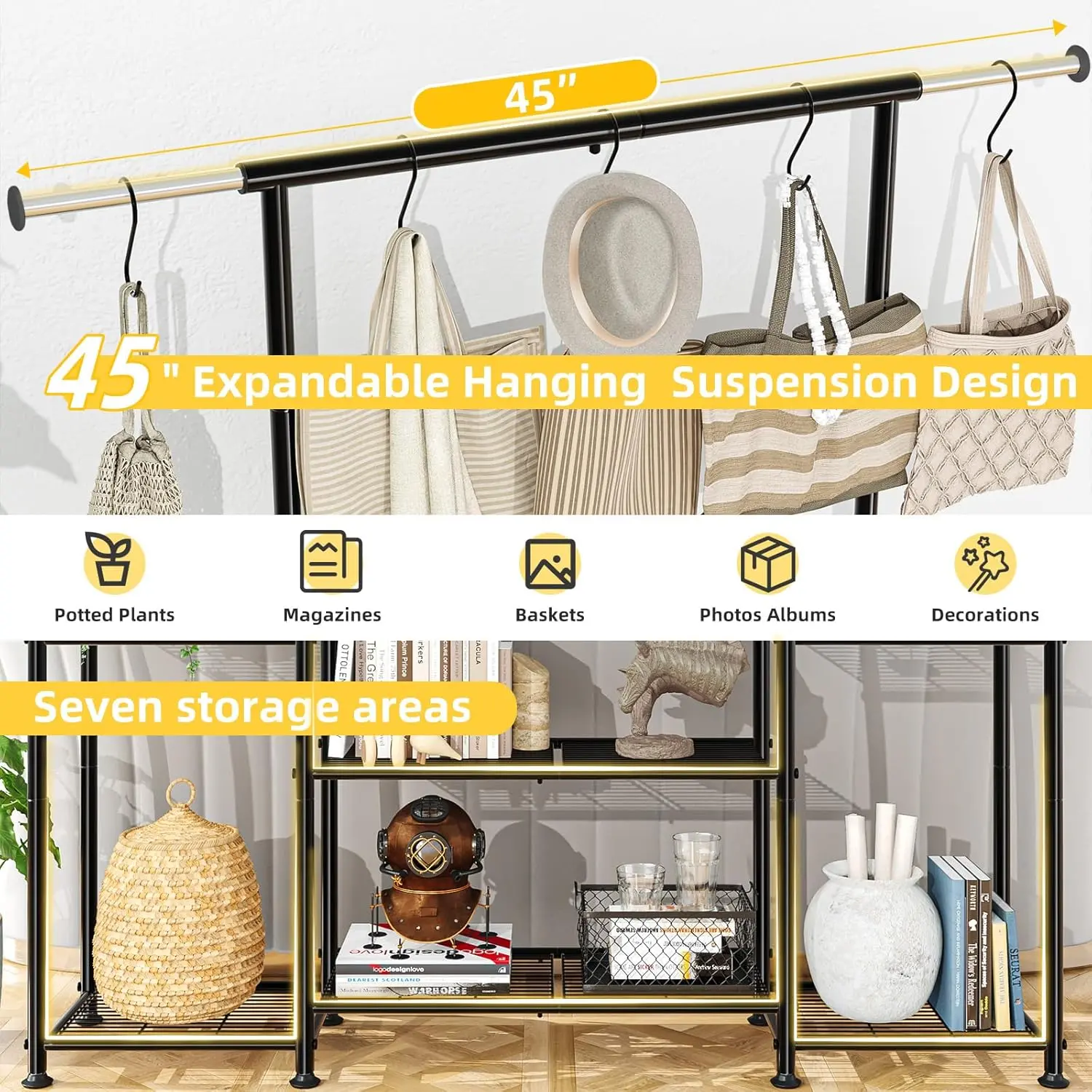 Plant Stand Indoor Outdoor,Metal 3 Tier Tall Hanging Plant Shelf for Multiple Flower Planter Large Heavy Duty Ladder Plant Holde