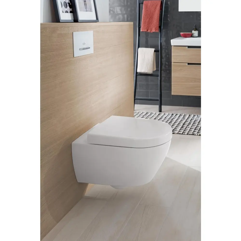 Villeroy & Boch Subway 2.0 9M68S101 Toilet Seat Soft Close Mechanism/Chrome-Plated Hinges/White
