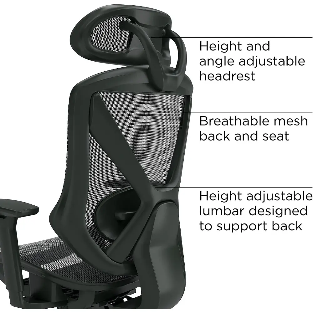 Ergonomic Mesh Swivel Office Chair in Black - Dexley UN56946