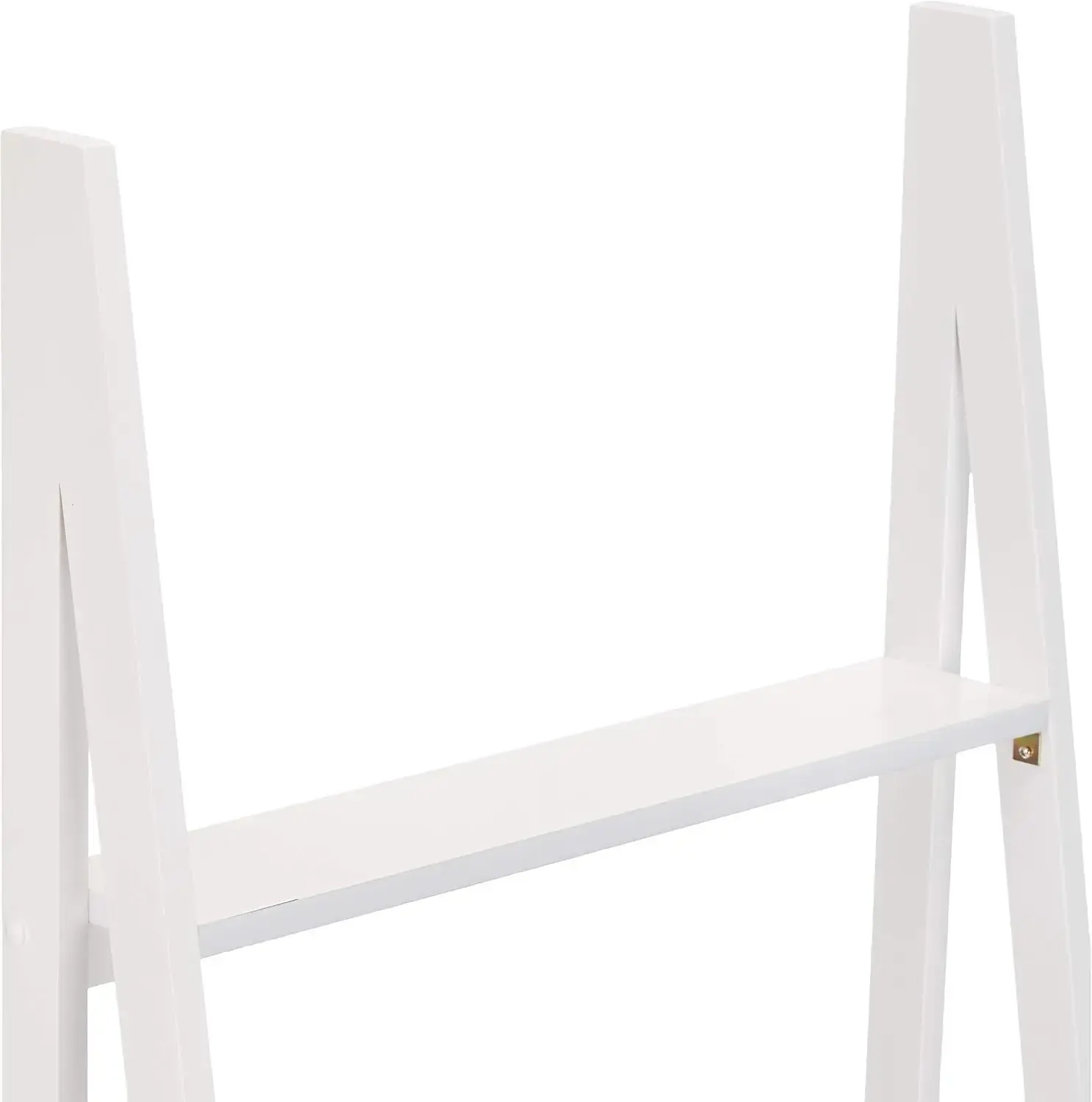 Ladder Bookshelf Organizer, 5-Tier, Solid Rubberwood Frame, White Finish, 14 D x 24.8 W x 70.1 H in