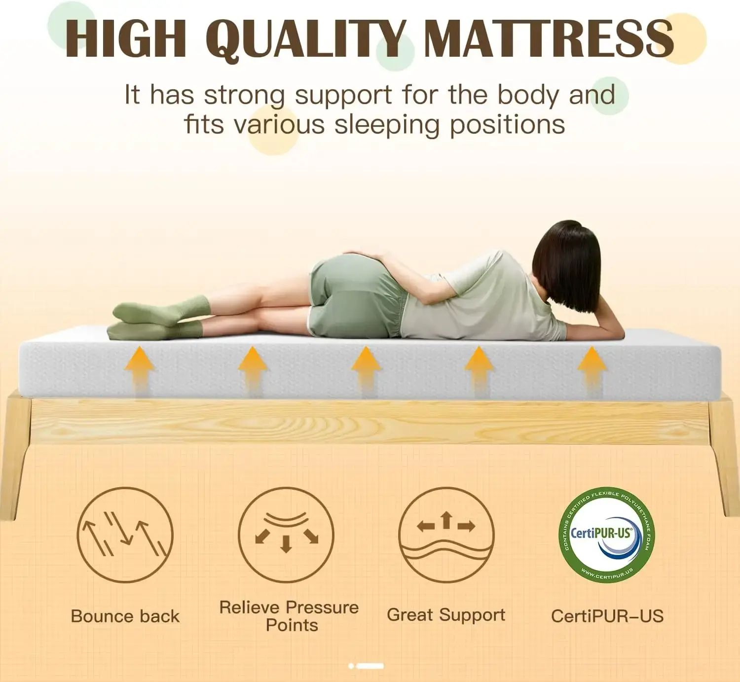 8 inch Memory Foam Mattress Cooling Gel Green Tea Infused Mattress,Fiberglass Free,Cooler Sleep Supportive & Pressure Relief