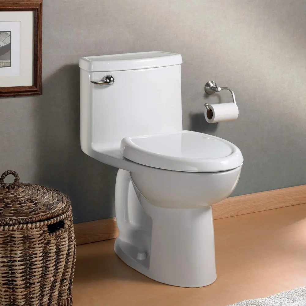 612AA001.020 Compact Cadet 3, One-Piece Toilet with Slow-Close Seat and Wax Ring, Elongated Front, Left-Hand Flush, White, 1.28