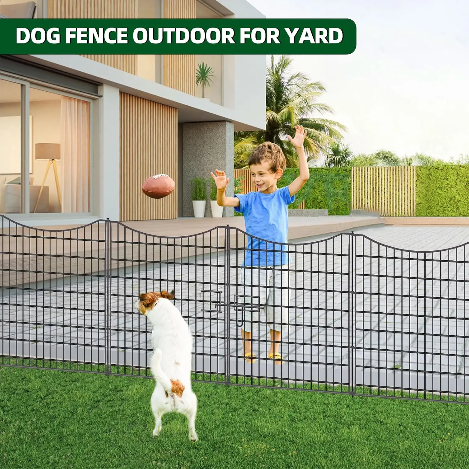 18 Panels No Dig Decorative Fence with Gate, 33 in(H) X 40.5 ft(L) Tall Garden Fence Animal Barrier, Rustproof Metal Wire Edging