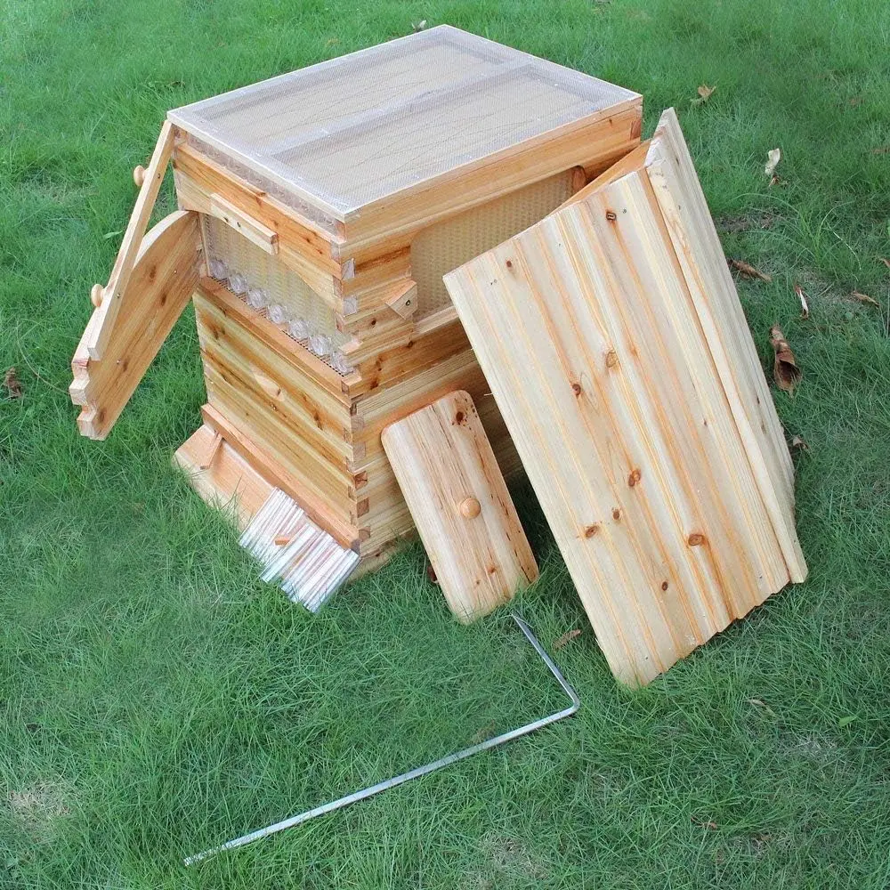 Bee Hive, Beehive with 7pcs Auto Super Frames, Bee House with 1pcs Super Boxes, 1pcs Brood Boxes(No Brood Frames),