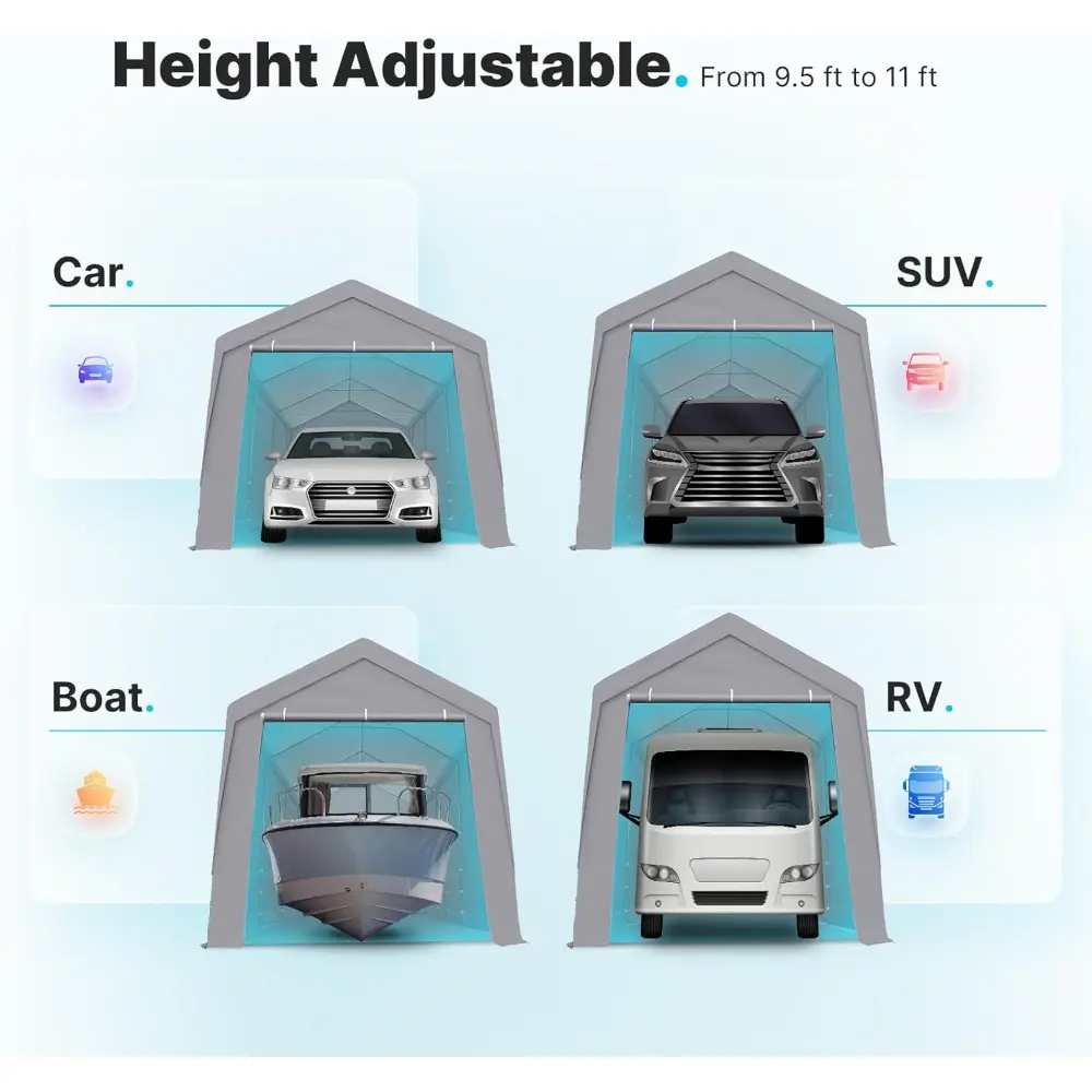 10x20 ft Heavy Duty Carport with Removable Sidewalls, Portable Car Canopy, Garage Tent, Boat Shelter with Reinforced Triangular