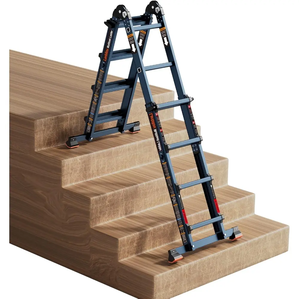 Ladder, A Frame 4 Step Ladder Extension, 14 FT Anti-Slip Multi Position Ladder, Storage Folding Ladder, 300 lbs Security Load Te