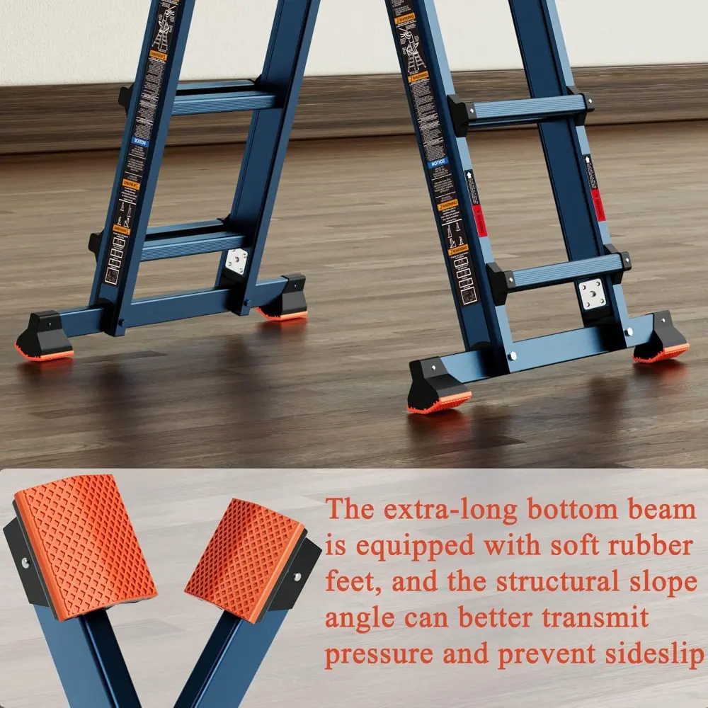 Ladder, A Frame 4 Step Ladder Extension, 14 FT Anti-Slip Multi Position Ladder, Storage Folding Ladder, 300 lbs Security Load Te