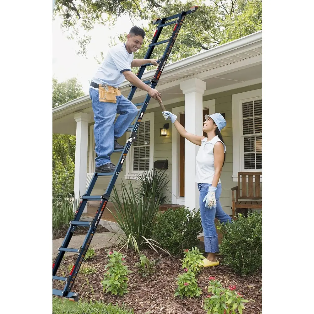 Ladder, A Frame 4 Step Ladder Extension, 14 FT Anti-Slip Multi Position Ladder, Storage Folding Ladder, 300 lbs Security Load Te