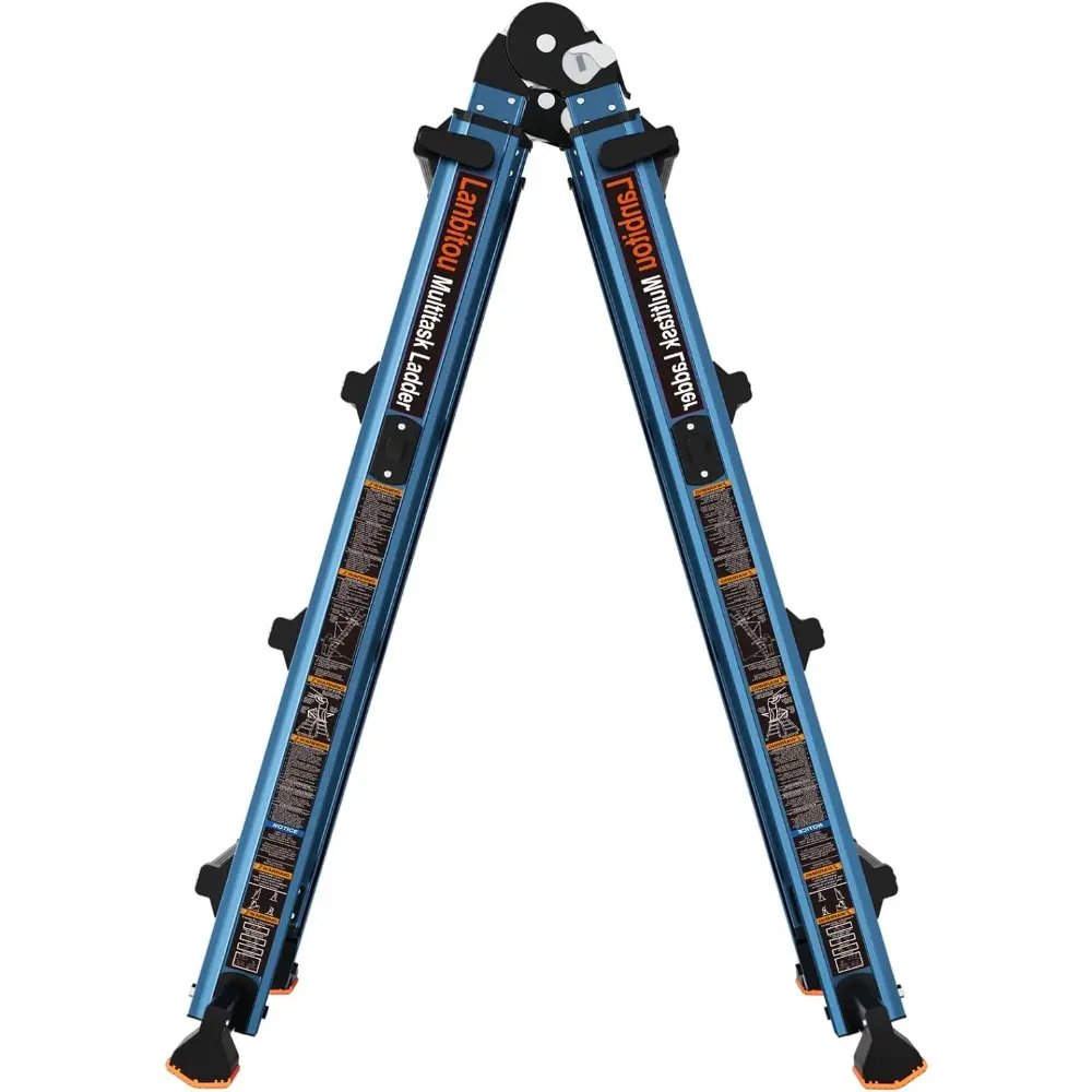 Ladder, A Frame 4 Step Ladder Extension, 14 FT Anti-Slip Multi Position Ladder, Storage Folding Ladder, 300 lbs Security Load Te