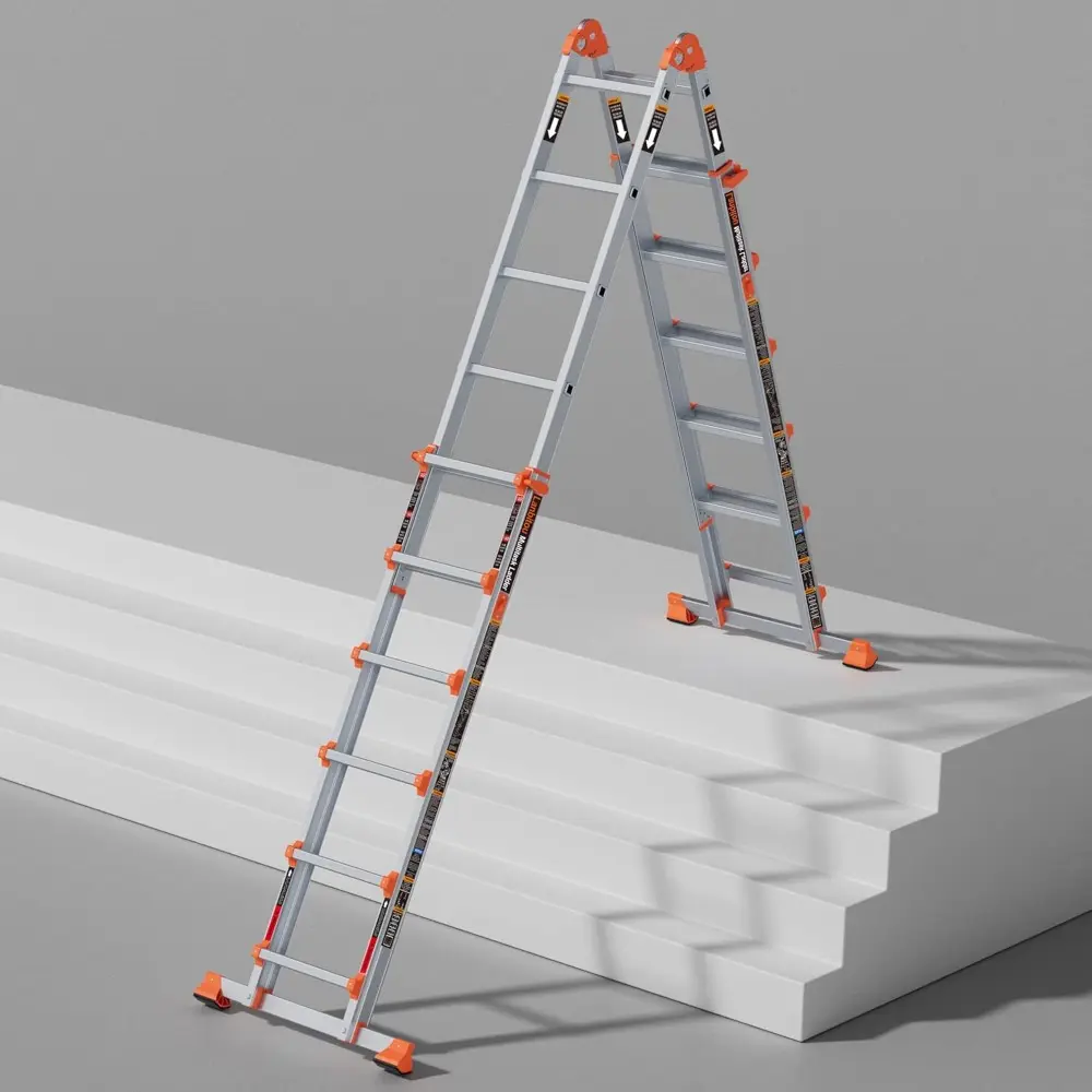 Ladder, A Frame 6 Step Ladder Extension, 22 Ft Anti-Slip Multi Position Ladder, Storage Folding Ladder, 330 lbs Security Load Te