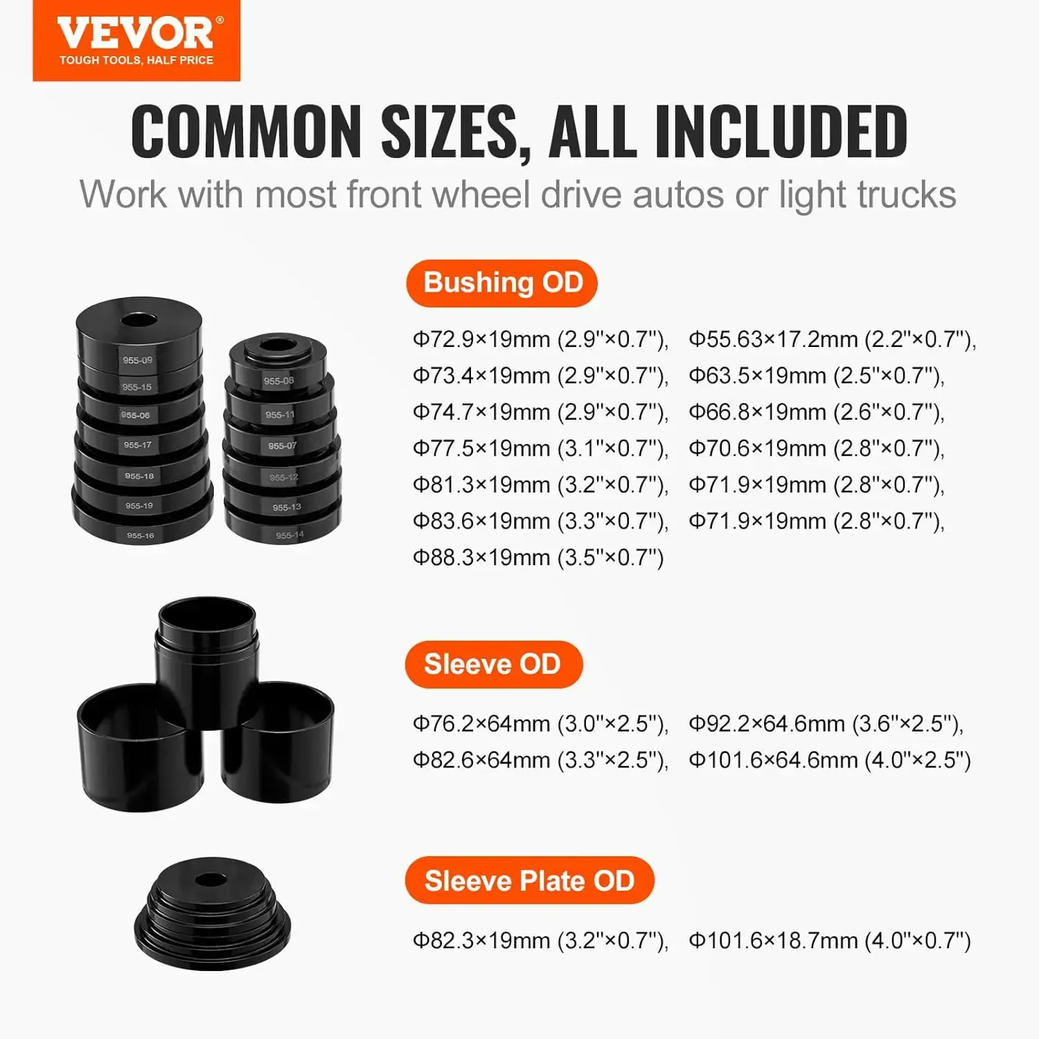 Wheel Bearing Press Kit, 23 pcs FWD Bearing Puller Tools, for Front Wheel Drive Bearing Removal and Installation