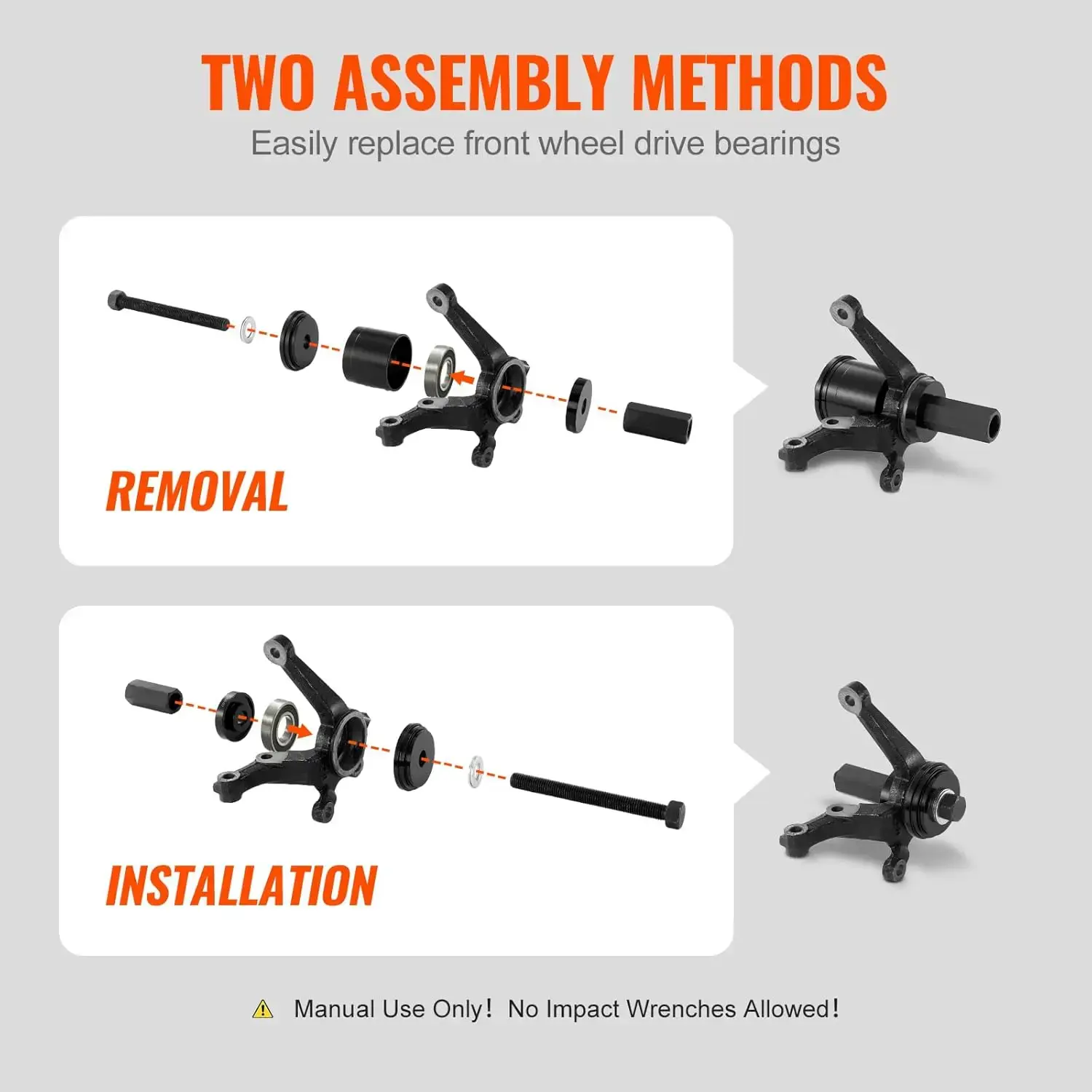 Wheel Bearing Press Kit, 23 pcs FWD Bearing Puller Tools, for Front Wheel Drive Bearing Removal and Installation