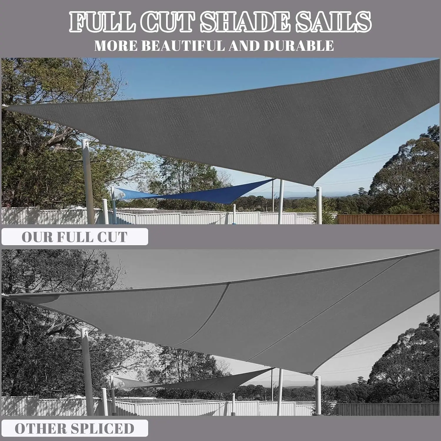 Sun Shade Sail 12x16FT Rectangle Shade Canopy Outdoor Sunshade for Patio Backyard Garden, Dark Grey