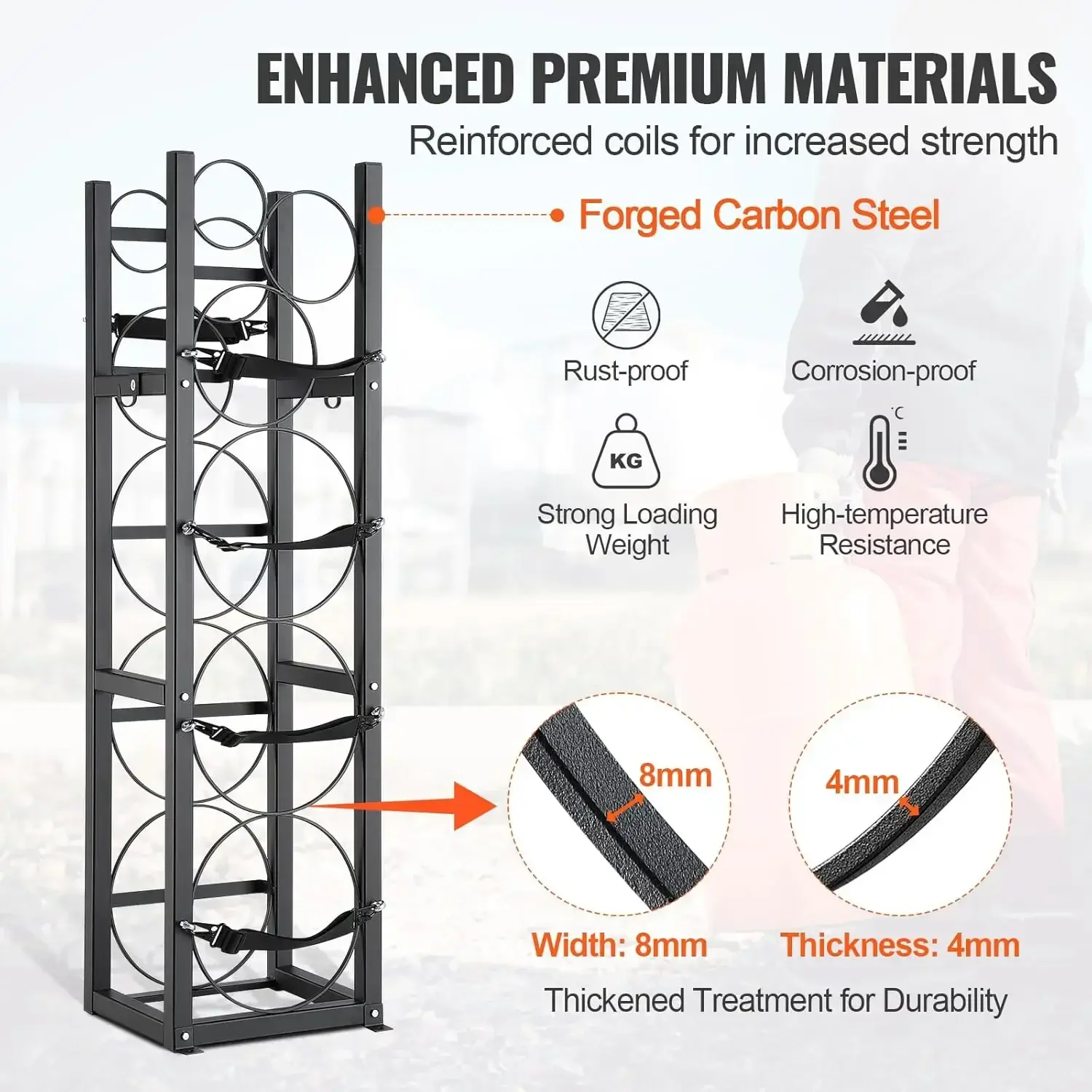 Refrigerant Tank Rack, with 3 x 30lbs and Other 3 Small Bottle Tanks, Cylinder Tank Rack 12.79x12.99x47.12 in
