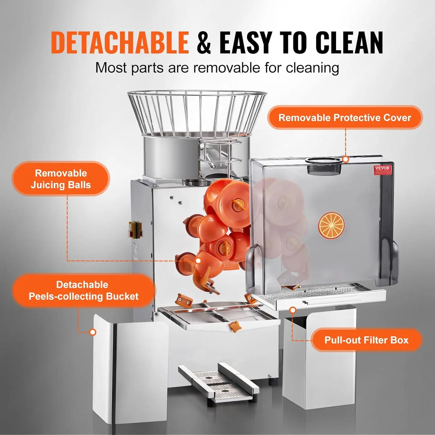 Commercial Orange Juicer Machine, 120W Automatic Feeding Juice Extractor
