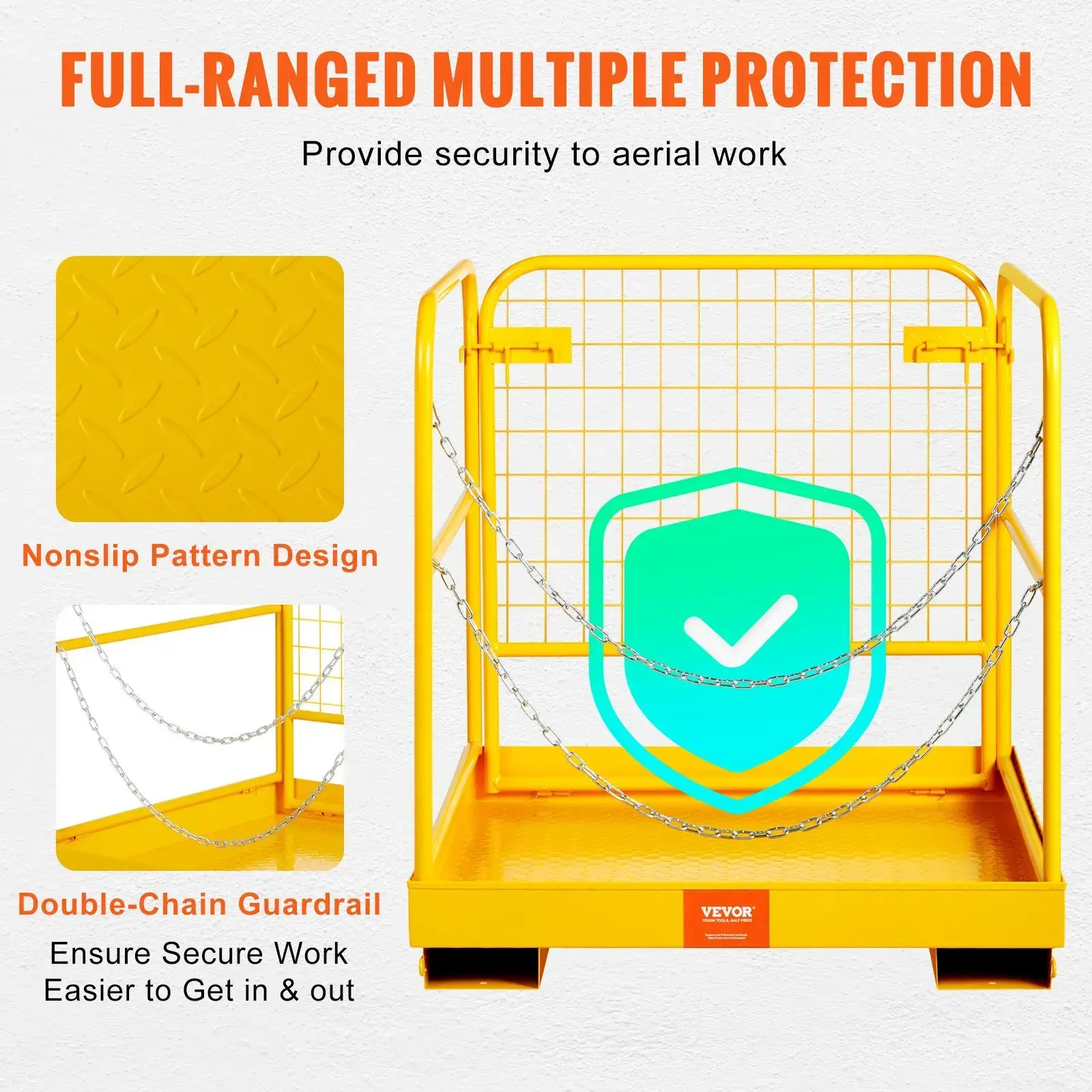 Forklift Safety Cage Work Platform 36X36in 1200lbs Foldable for Aerial Job