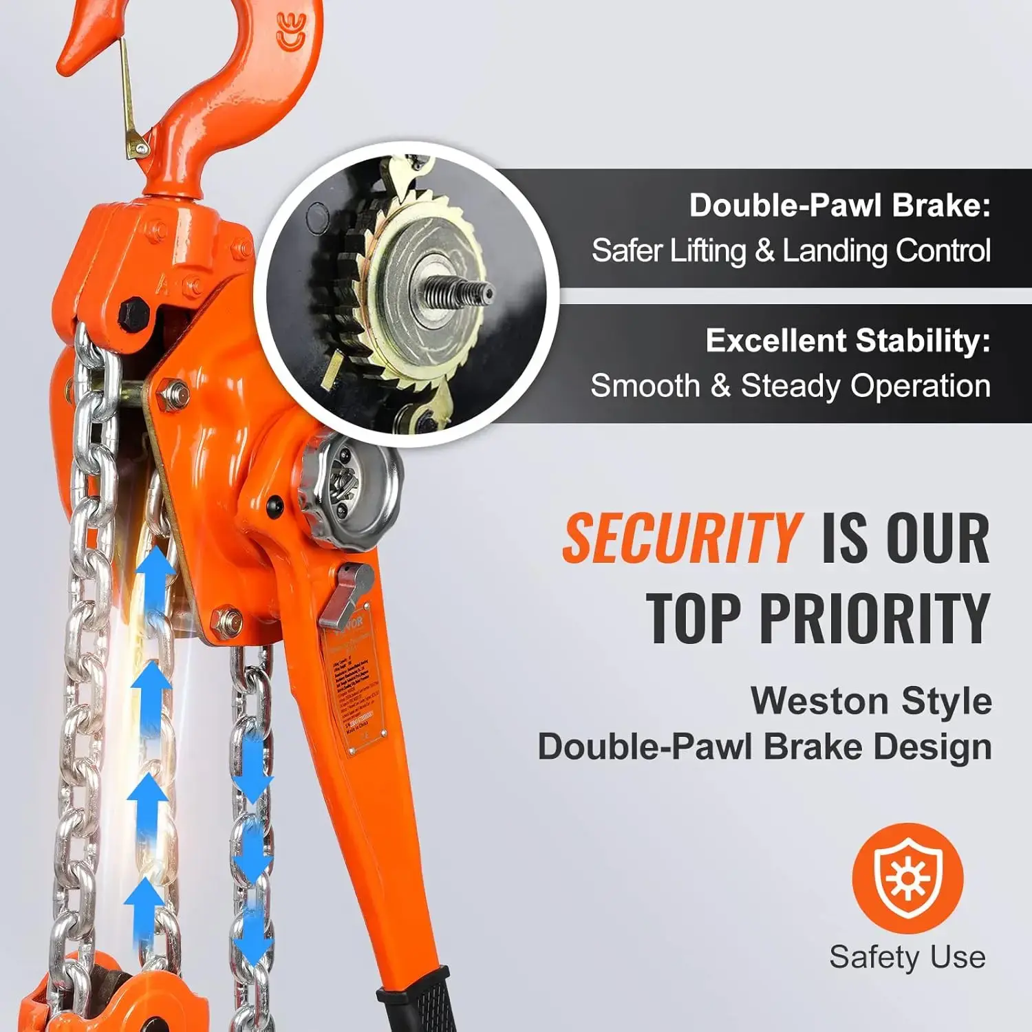 Manual Lever Chain Hoist, 6 Ton 13200 lbs Capacity 20 FT Come Along, G80 Galvanized Carbon Steel with Weston Double-Pawl Brake
