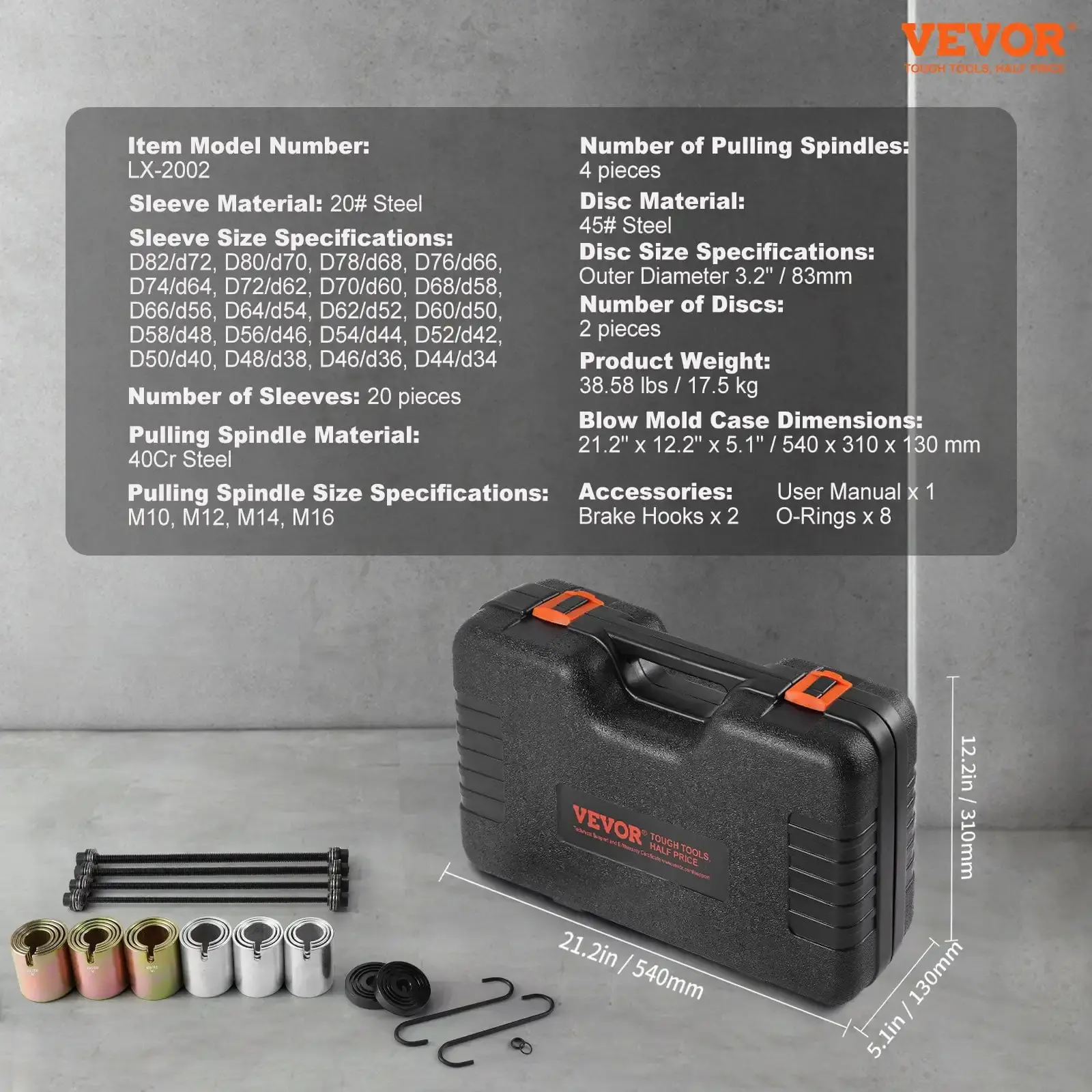 26-Piece Pull and Press Sleeve Kit - Steel Bush and Bearing Removal/Installation Tool Set