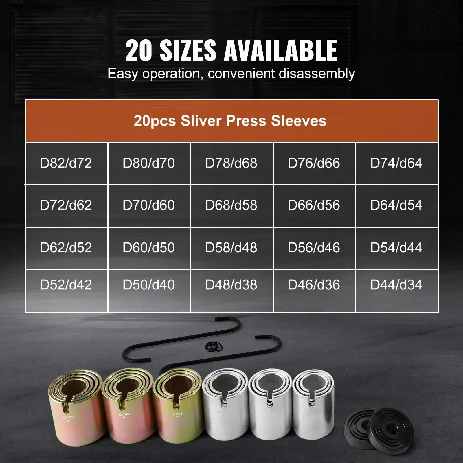 26-Piece Pull and Press Sleeve Kit - Steel Bush and Bearing Removal/Installation Tool Set