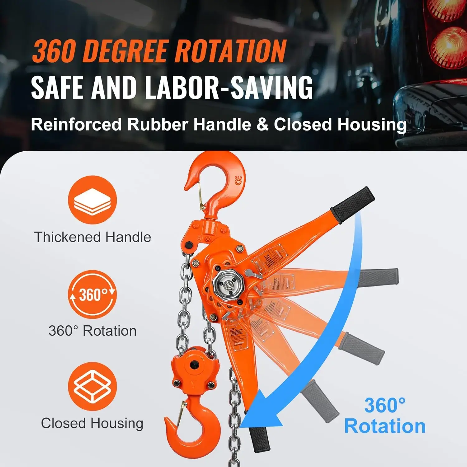 Manual Lever Chain Hoist, 6 Ton 13200 lbs Capacity 20 FT Come Along, G80 Galvanized Carbon Steel with Weston Double-Pawl Brake