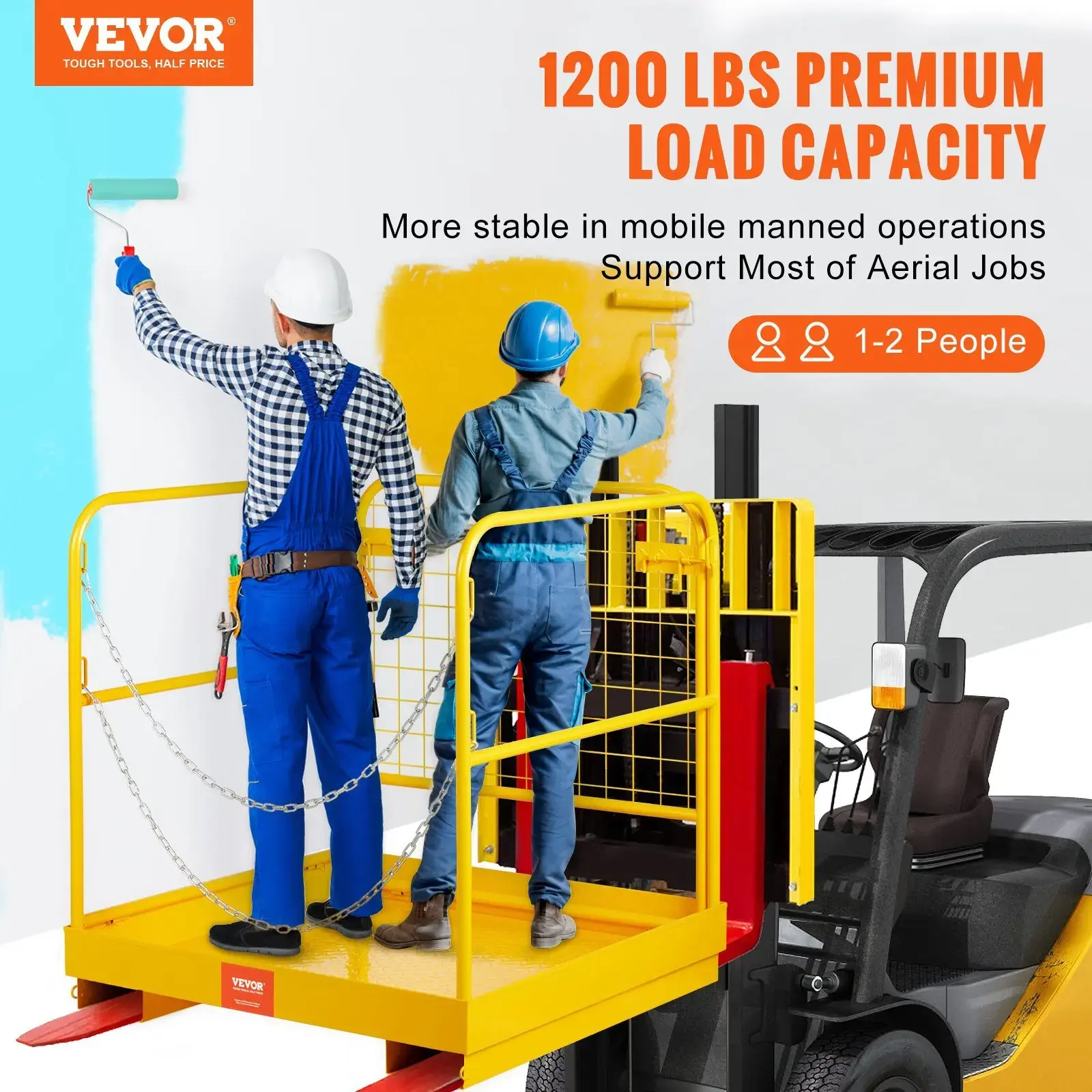 Forklift Safety Cage Work Platform 36X36in 1200lbs Foldable for Aerial Job