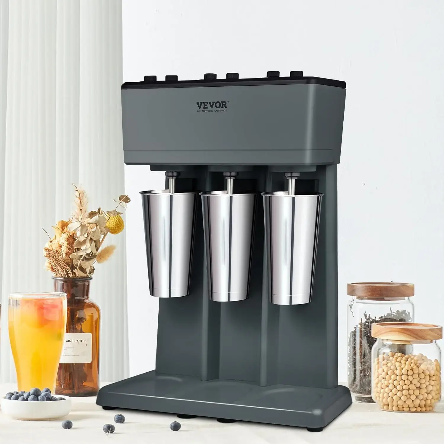 Milkshake Maker, 375W x 3 Electric Milkshake Machine, Triple Heads Drink Mixer Blender Machine