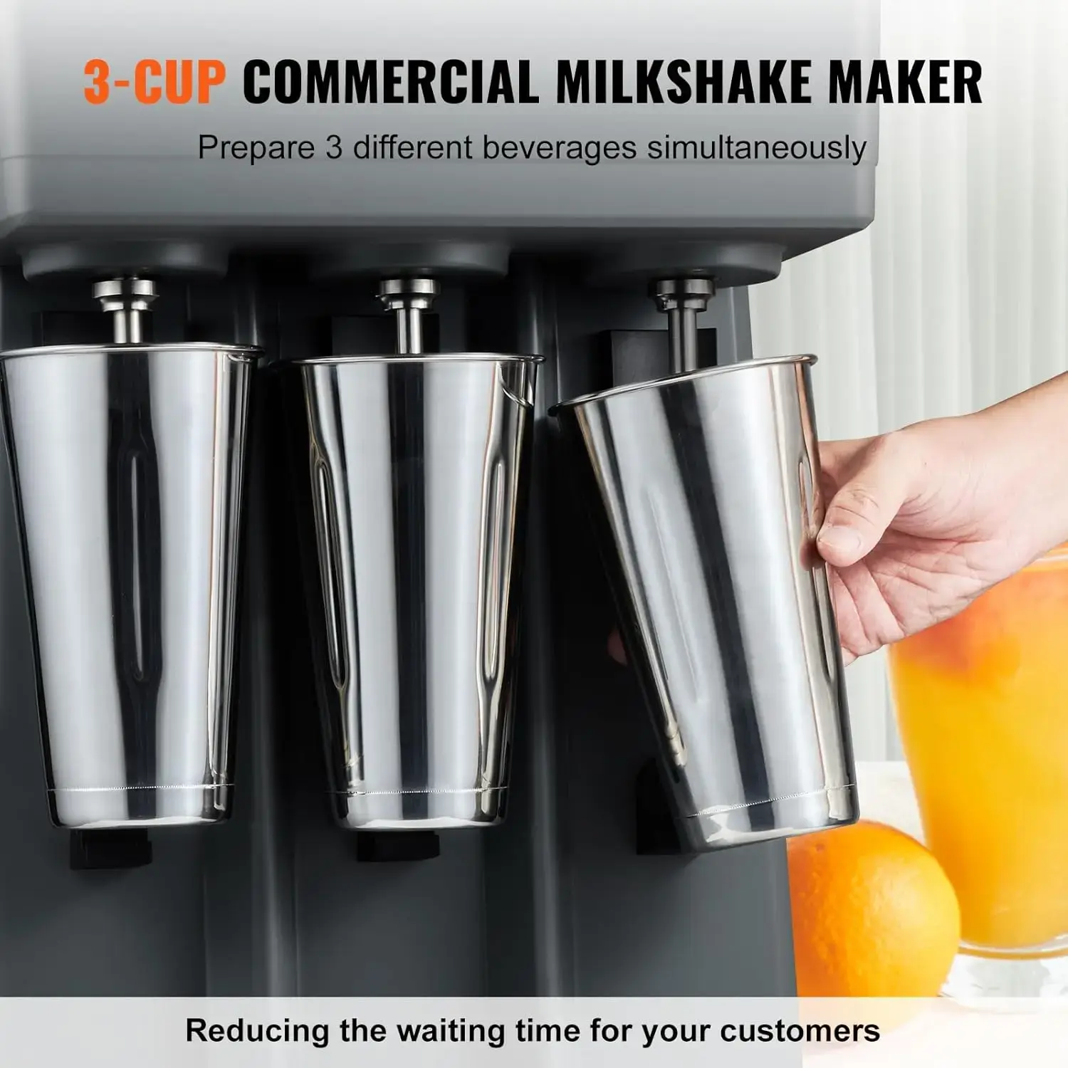 Milkshake Maker, 375W x 3 Electric Milkshake Machine, Triple Heads Drink Mixer Blender Machine