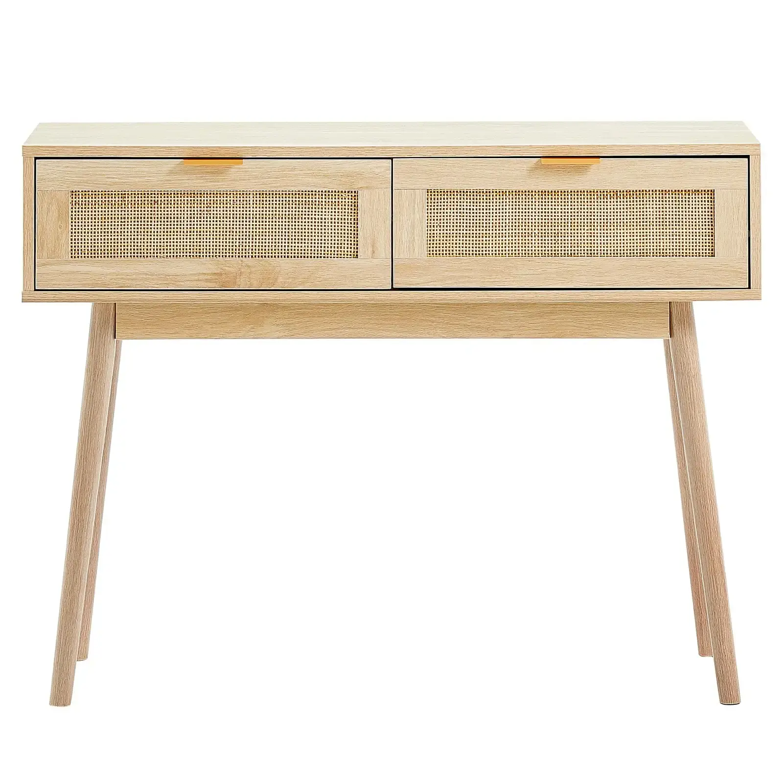 Rattan Console Table - 2 Storage Drawers, Rattan Sliding Door, Natural