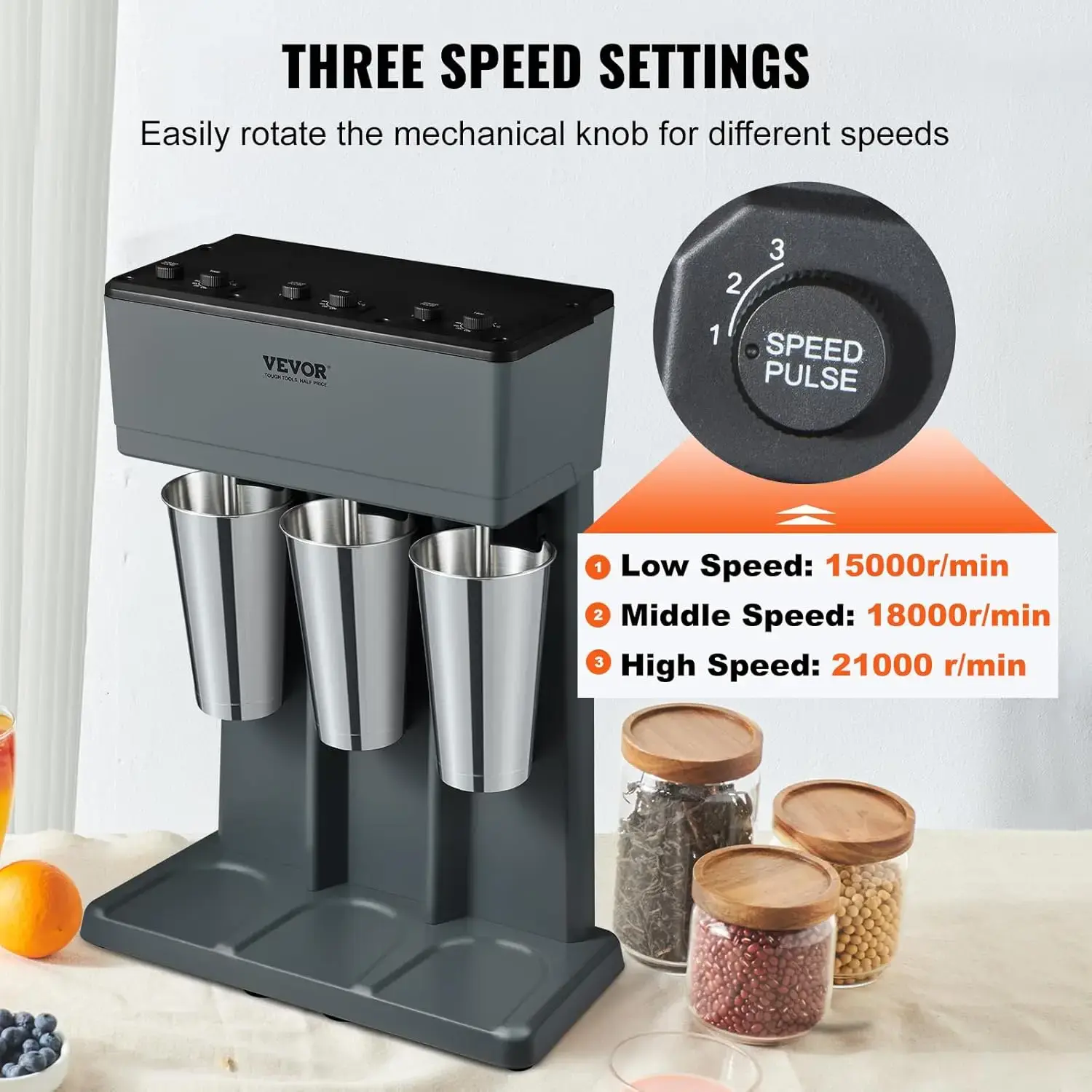 Milkshake Maker, 375W x 3 Electric Milkshake Machine, Triple Heads Drink Mixer Blender Machine