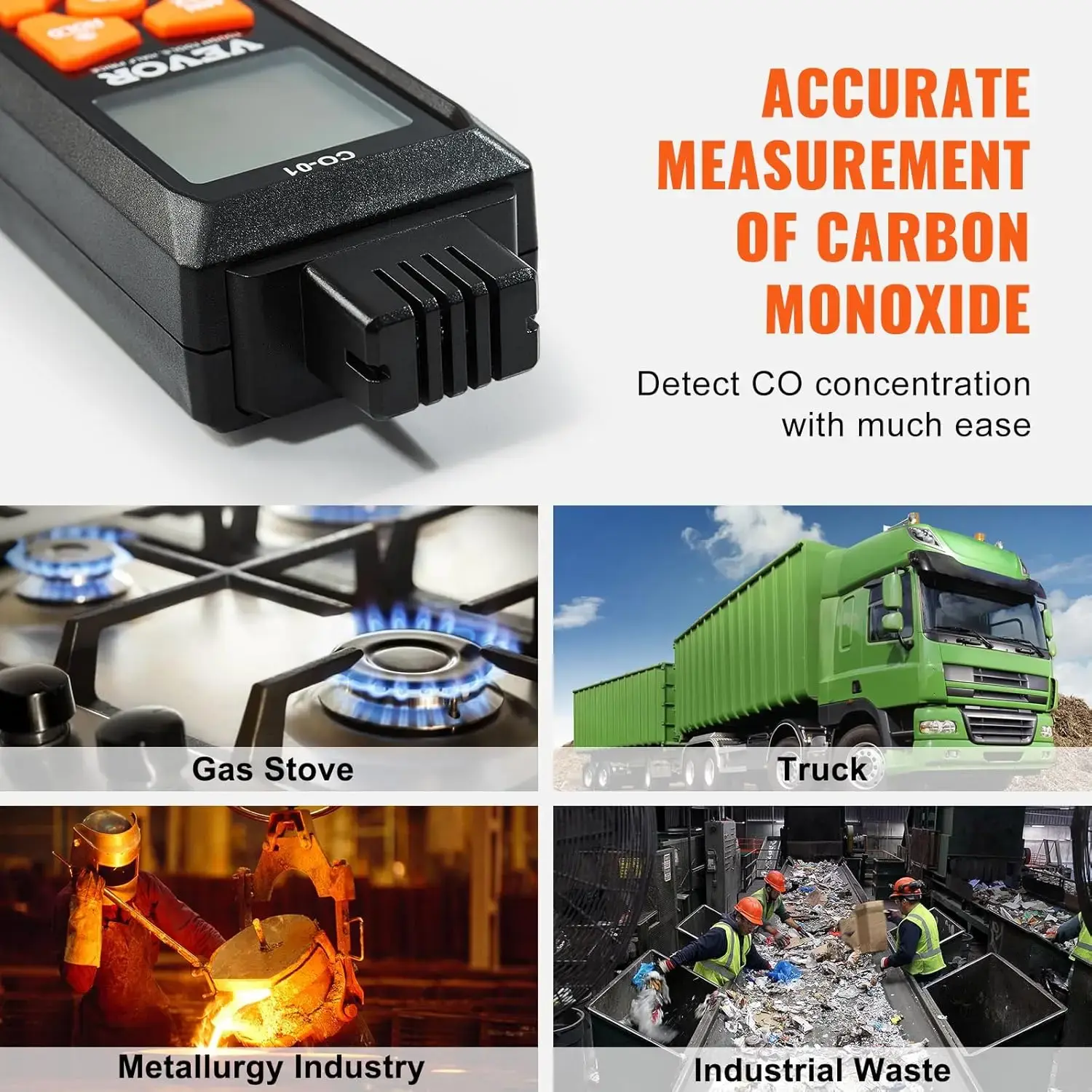 Carbon Monoxide Detectors, 0-1000PPM CO Detector with Audible & Visual Alarm, Portable CO Gas Meter Tester with