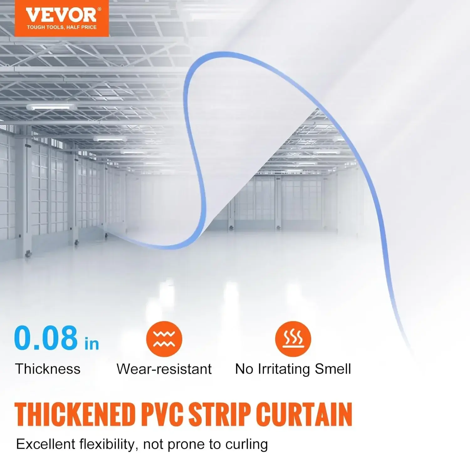 Strip Curtain, 84" Height x 38" Width, 0.08" Thickness, 6PCS Clear PVC Strip Door Curtain